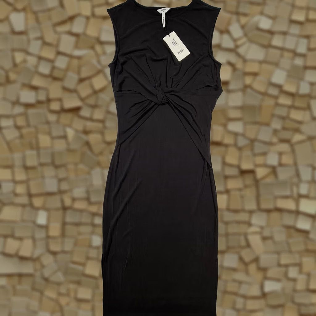Vintage OBJECT Womens Dress Midi Black Sleeveless Stretch Round Neck Pullover Casual Party/Cocktail Travel Wedding S Regular Women Dresses Size S / US 4 / IT 40 - 1 Thumbnail