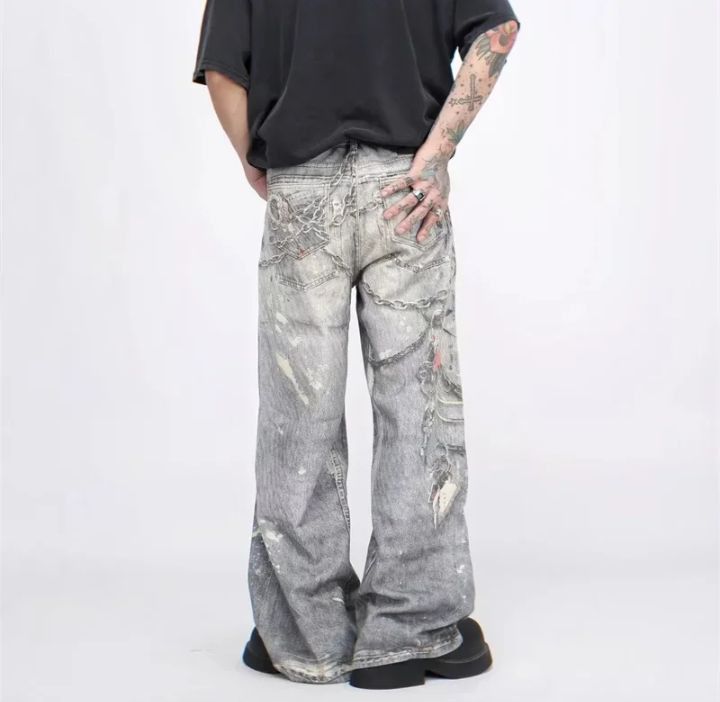 Jean Chain Printed Baggy Jeans Size US 32 / EU 48 - 2 Thumbnail