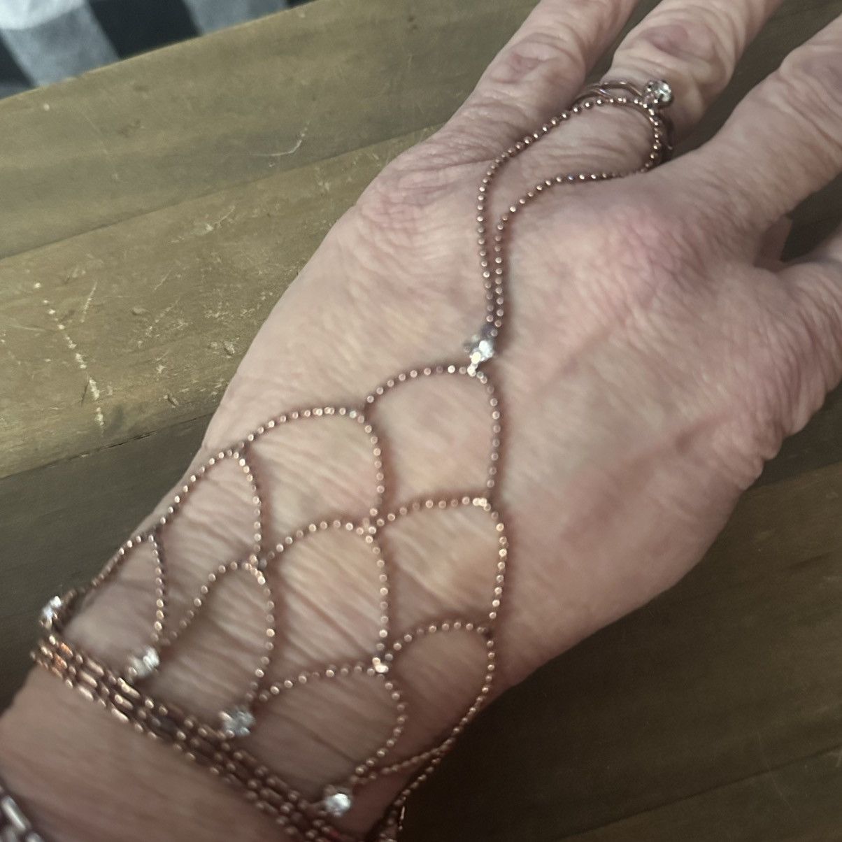 Other Copper tone woven hand/slave bracelet with ring Size ONE SIZE - 5 Thumbnail