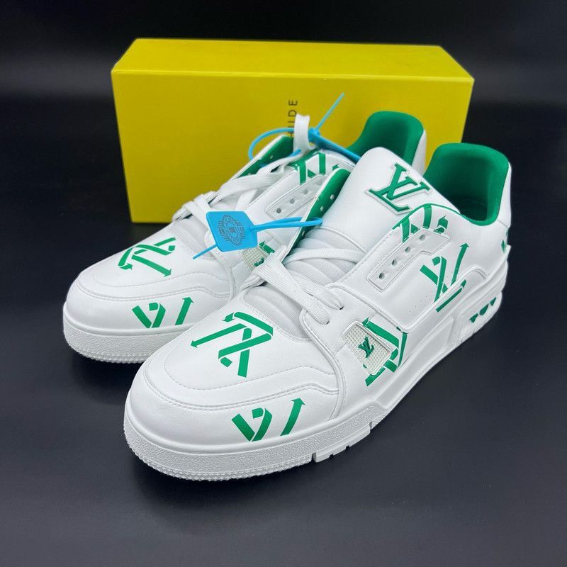 Louis Vuitton Louis Vuitton Fashion Trainer Sneakers in White Green -2508 Size US 12 / EU 45 - 1 Thumbnail