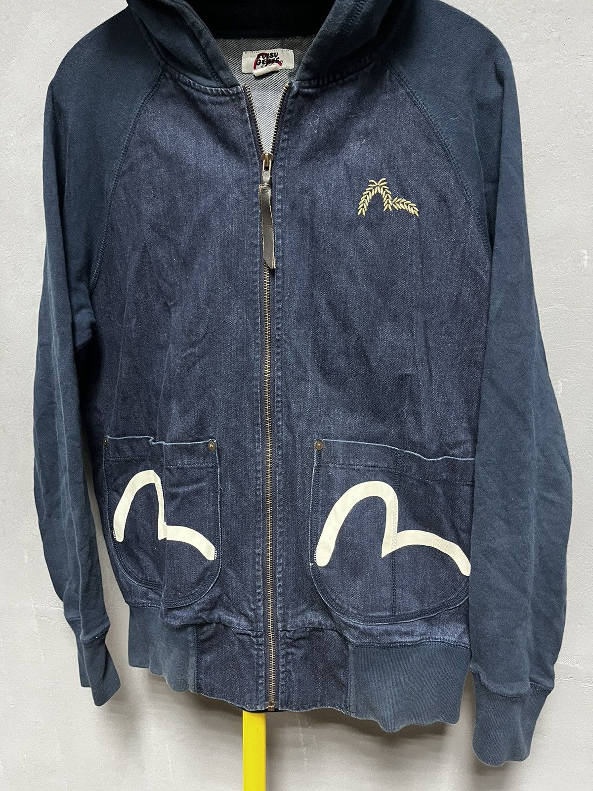 Evisu × Japanese Brand Vintage Navy Blue Denim Jeans Zip Sweatshirt Hoodie Evisu Size US M / EU 48-50 / 2 - 4 Thumbnail