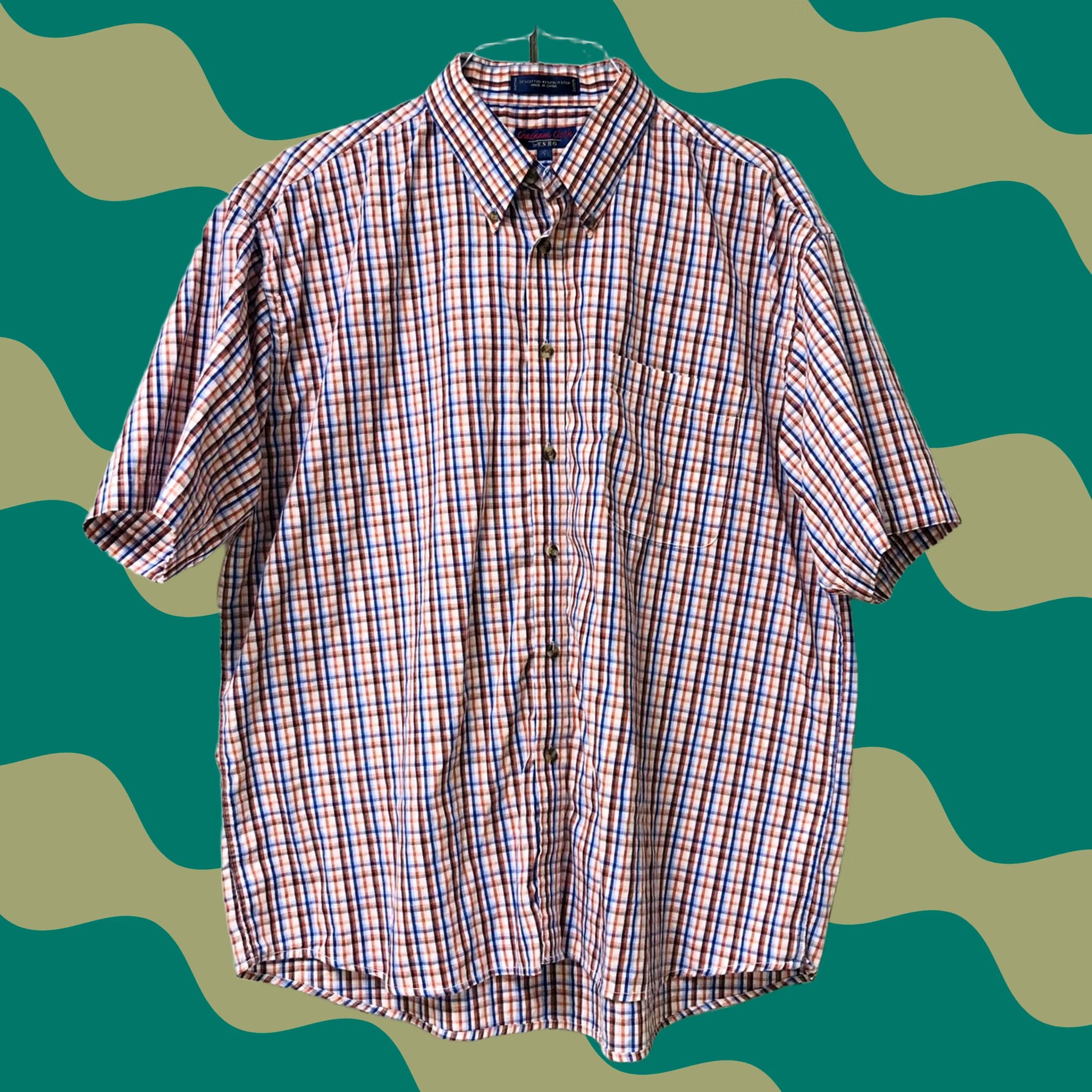 Enro ENRO Chatham Cloth Multicolor Micro-Plaid Short Sleeve Button-Down Shirt XL Men Size US XL / EU 56 / 4 - 1 Thumbnail