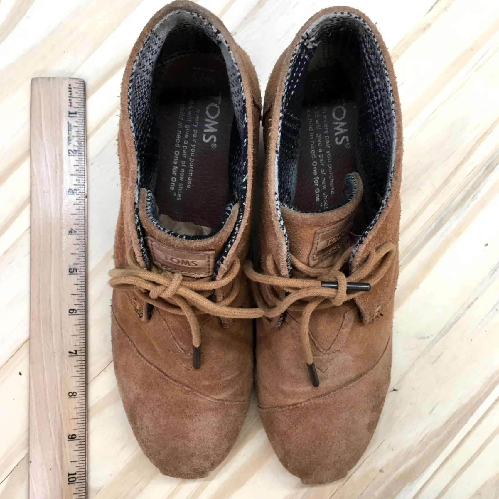 Toms TOMS Chukka Boots Women’s 7.5 Brown Kala Dessert Lace Up Wedge Casual Leather Shoes Size US 8 / IT 38 - 7 Thumbnail