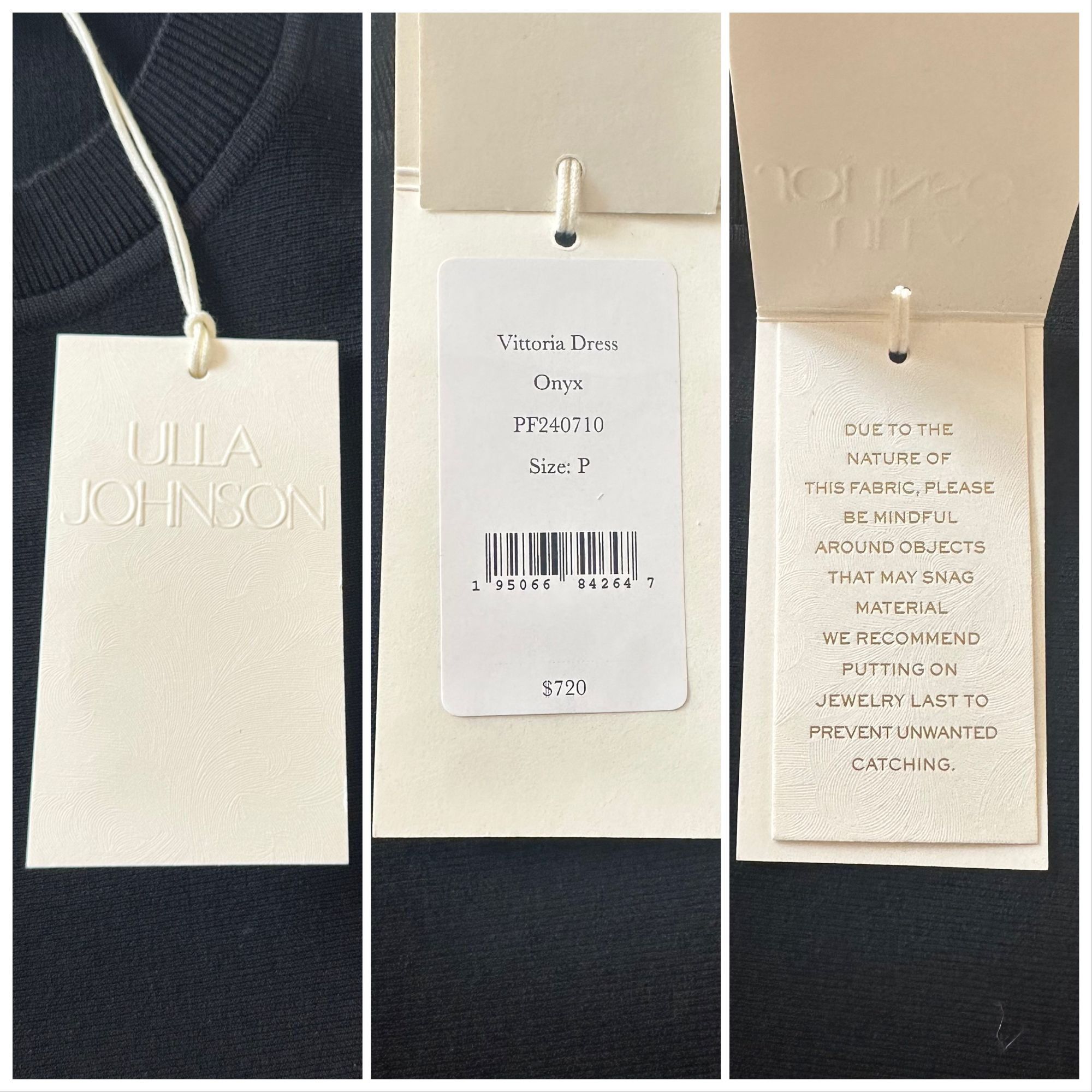 Ulla Johnson ULLA JOHNSON Vittoria Dress, Onyx/black, Size P, NWT Size XS / US 0-2 / IT 36-38 - 4 Thumbnail