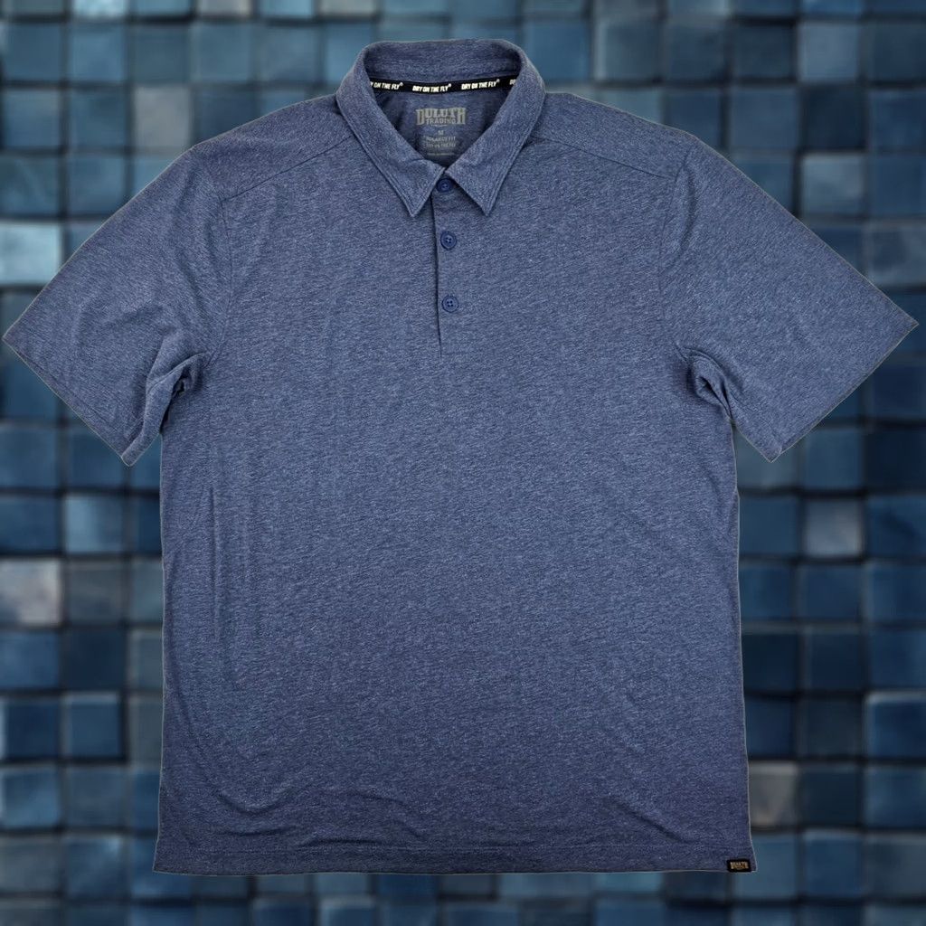 Vintage Duluth Relaxed Fit Polo Shirt Men M Heather Blue Dry on the Fly Quick Dry Breathable Casual Workwear Activewear Summer Heather Blue Polo Shirt Mens M Size US M / EU 48-50 / 2 - 1 Thumbnail