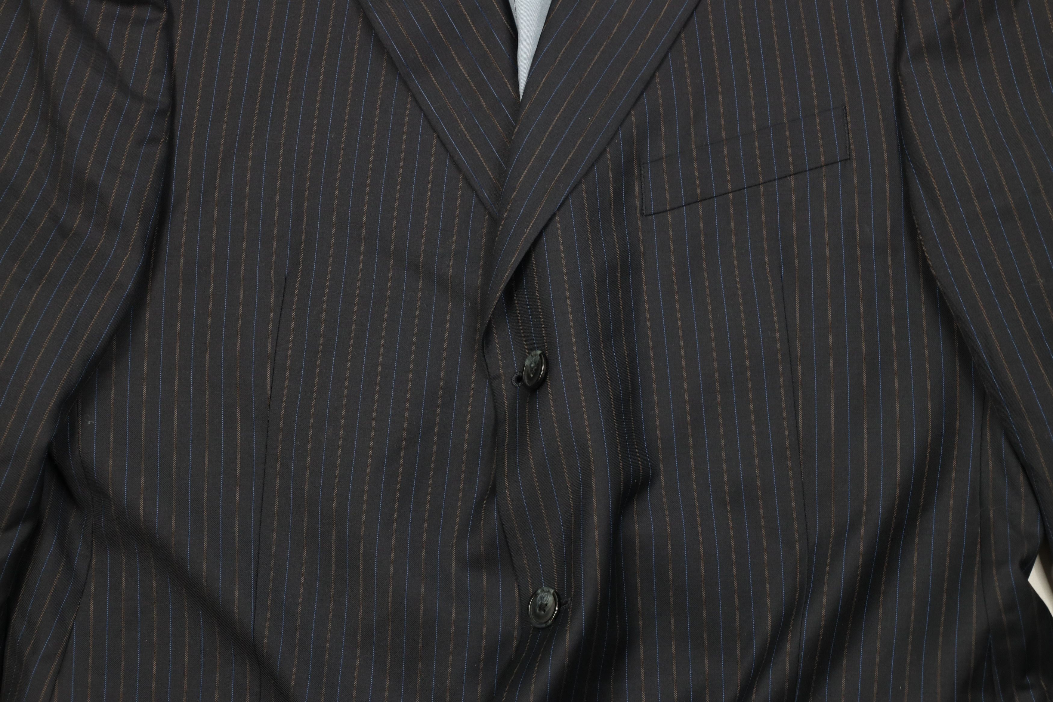 Vintage Vintage Streetwear 2 Piece Super 140s Wool Striped Suit Size 44L - 4 Thumbnail