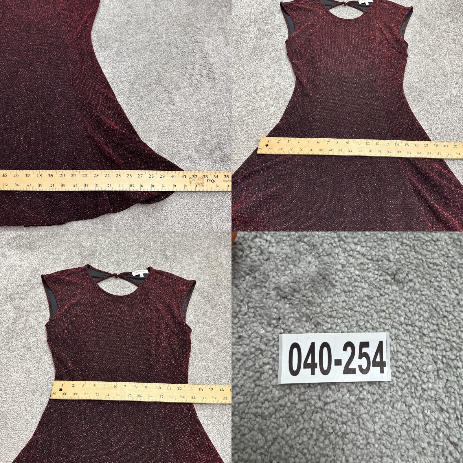 Vintage Les Petites Paris Metallic Backless Sparkle Midi A-Line Dress Womens Medium Red Size M / US 6-8 / IT 42-44 - 9 Thumbnail