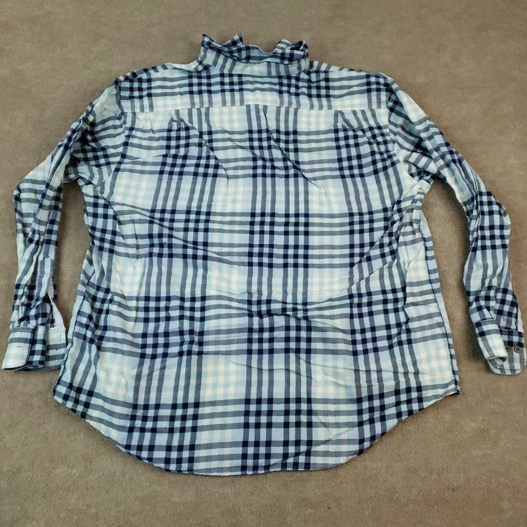Izod IZOD Mens Long Sleeve Button Up Shirt Blue White Plaid 2XL Size US XXL / EU 58 / 5 - 7 Thumbnail