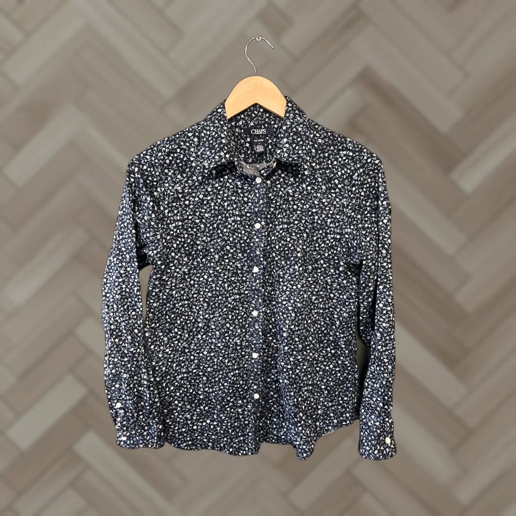 Chaps Chaps Shirt Womens Blue Floral Pattern Long Sleeve Button-Up Size M Size M / US 6-8 / IT 42-44 - 1 Thumbnail