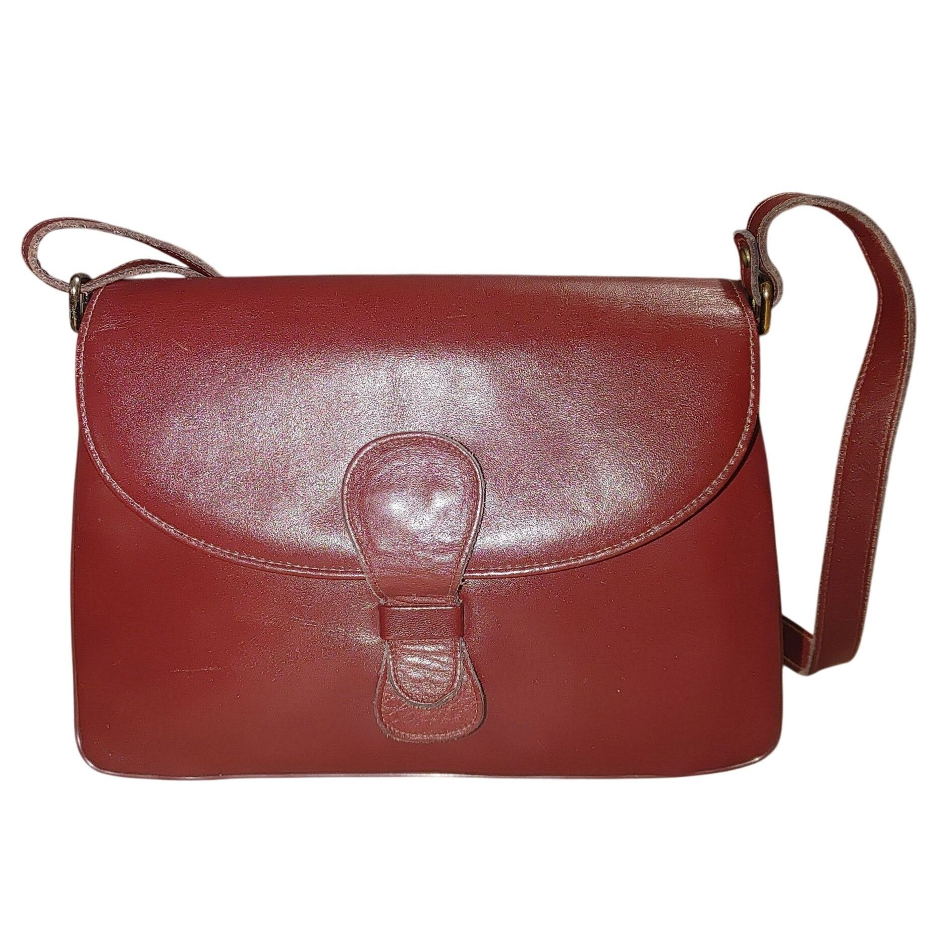 Other Etra Burgundy Leather Shoulder Bag Vintage Flap Closure Adju Size ONE SIZE - 1 Thumbnail
