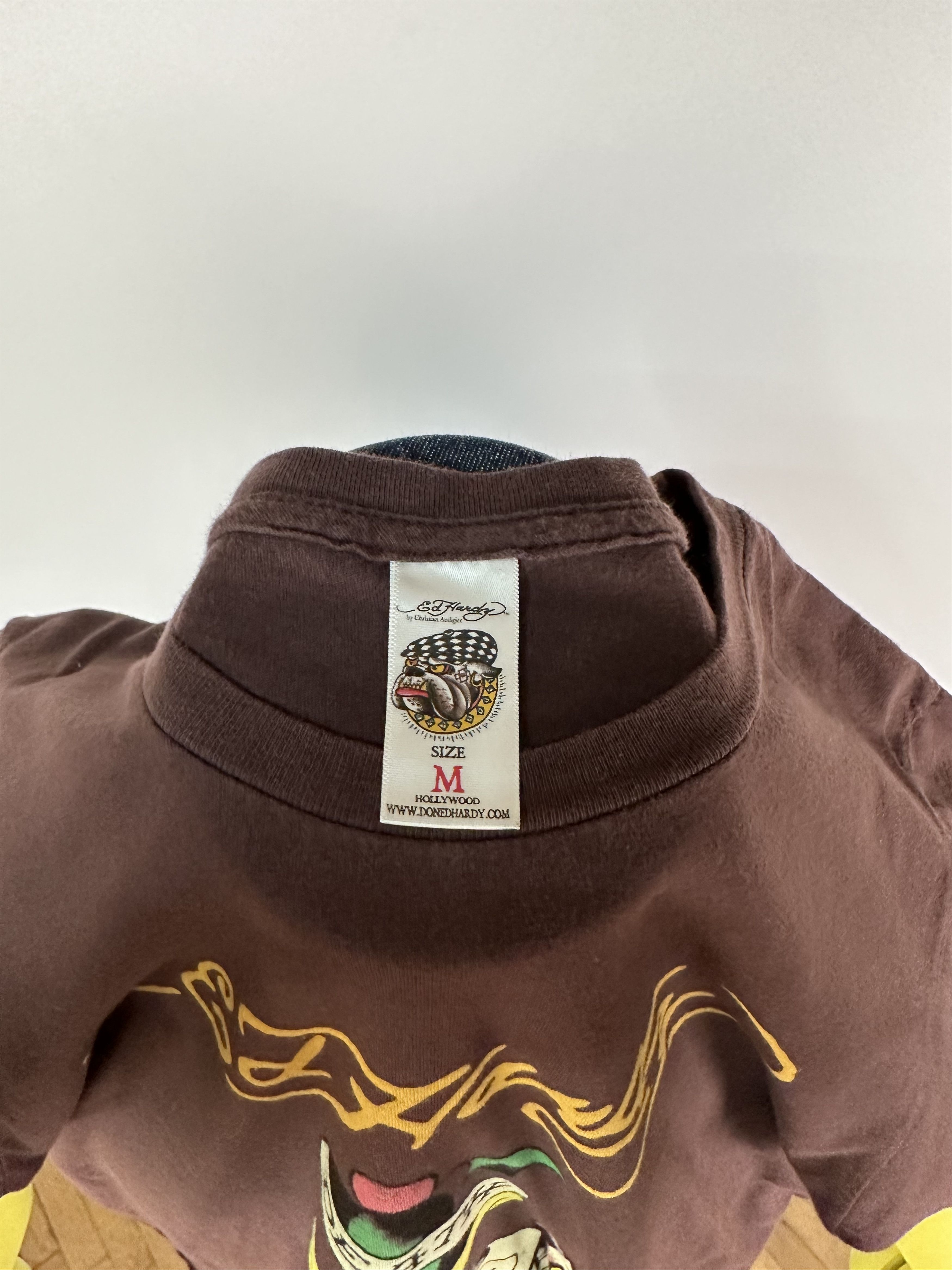 Ed Hardy Ed Hardy T Shirt Brown Death Or Glory Flower Logo Size M Size US M / EU 48-50 / 2 - 11 Thumbnail