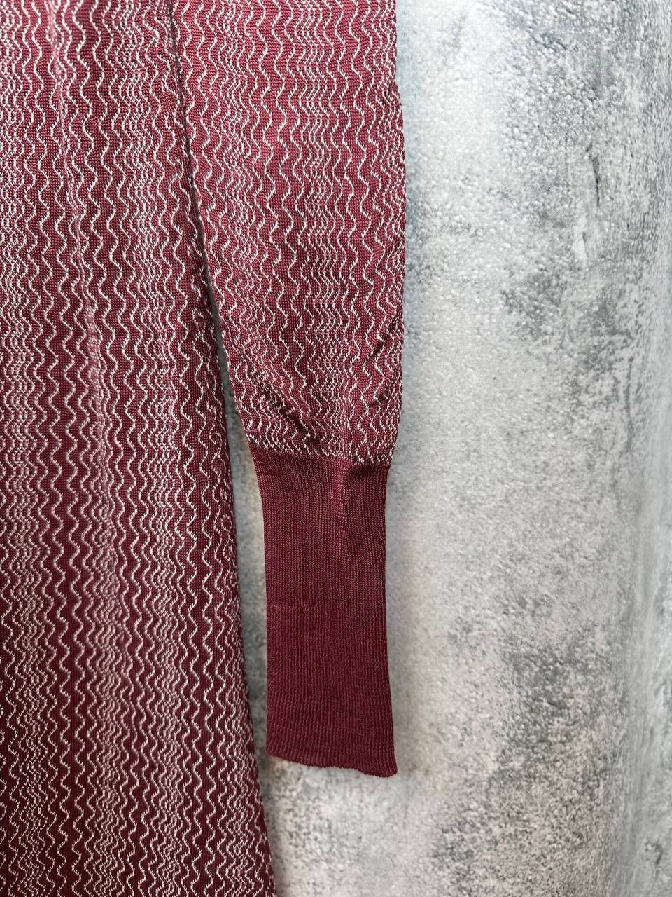Prada Prada Knit Sheer Maxi Dress Burgundy Zigzag Pattern Italy Size L / US 10 / IT 46 - 10 Thumbnail