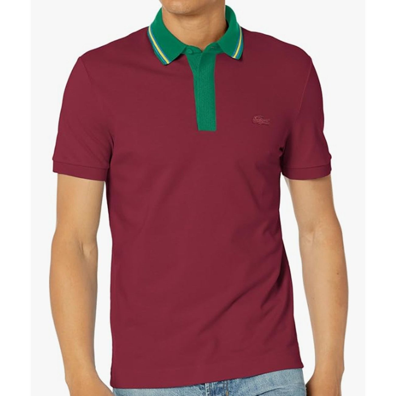 Lacoste Lacoste Men's Short Sleeve Regular Fit Striped Neck Polo M Size US M / EU 48-50 / 2 - 1 Thumbnail