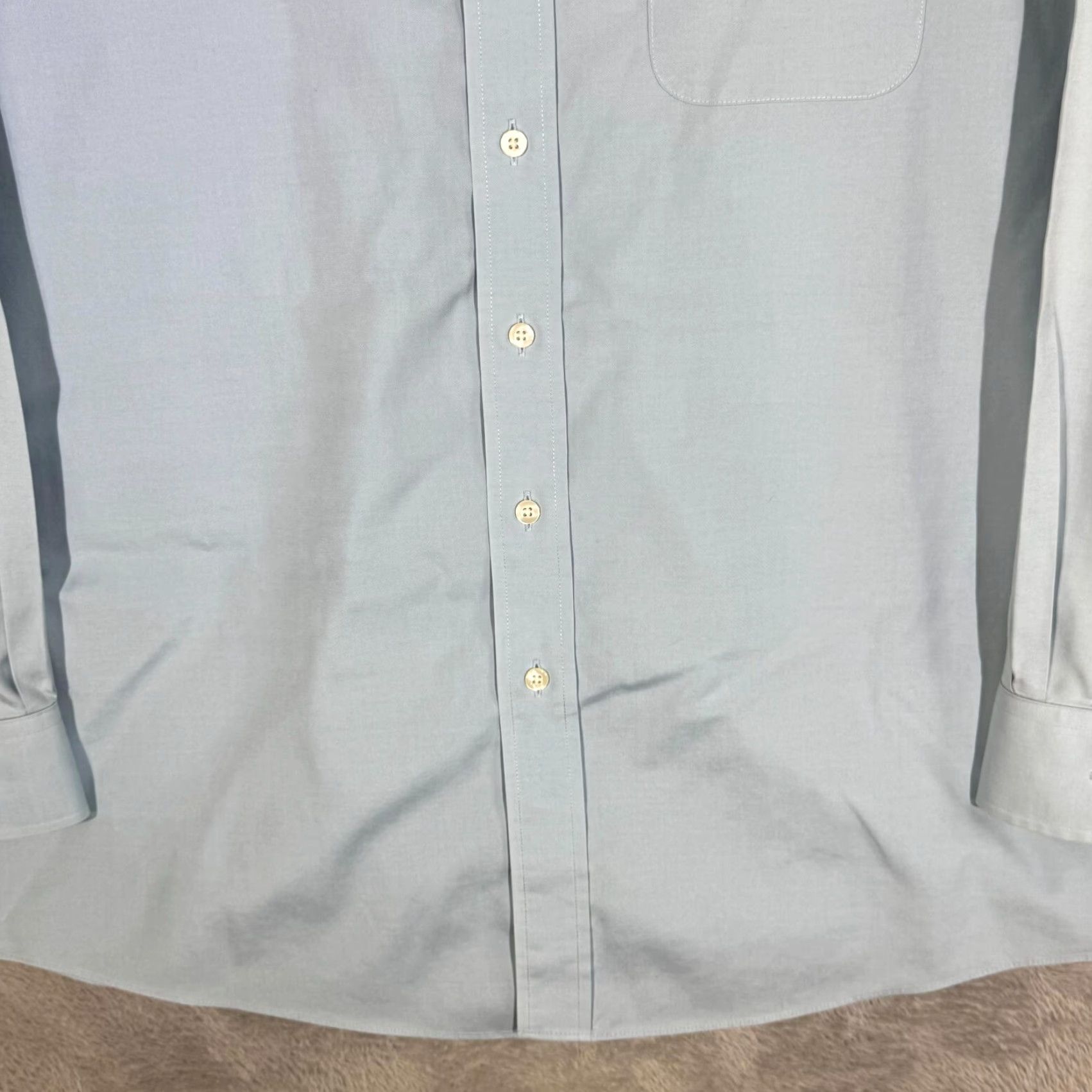 Vintage Gold Label Dress Shirt Men Blue 17.5×35 Long Sleeve Button-Down Fitted 100% Cotton Formal Shirt Mens Regular Neck 17.5 in Vintage No Size 48R - 6 Thumbnail