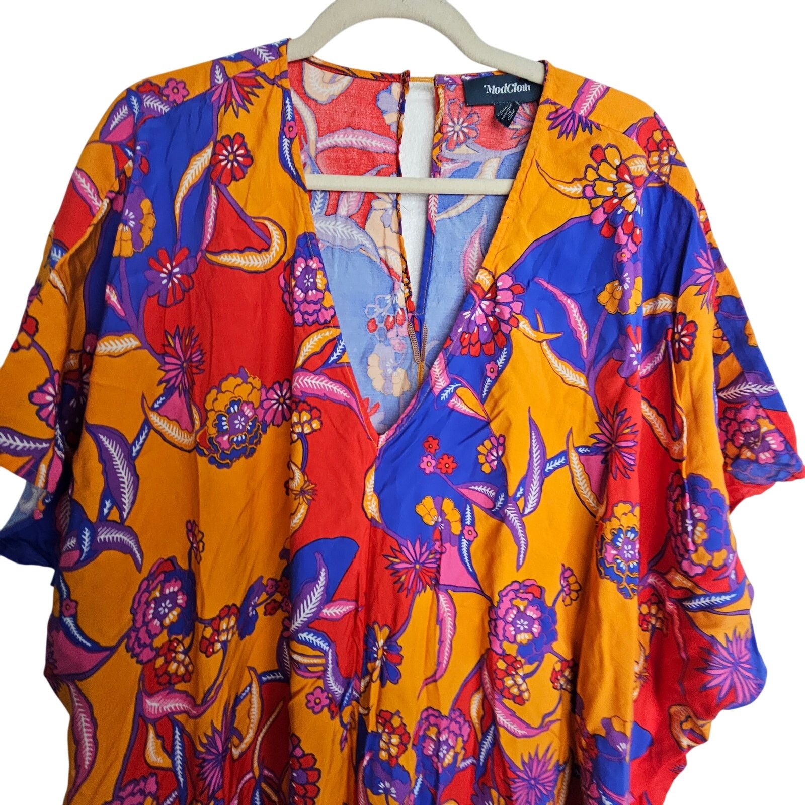 Modernica Modcloth Womens Floral Kimono Maxi Dress Sz L Vibrant Resort Size L / US 10 / IT 46 - 2 Thumbnail