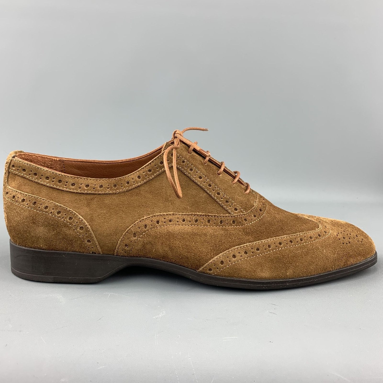 Ralph Lauren RALPH LAUREN Brown Perforated Suede Wingtip Lace Up Shoes Size US 8 / EU 41 - 1 Thumbnail