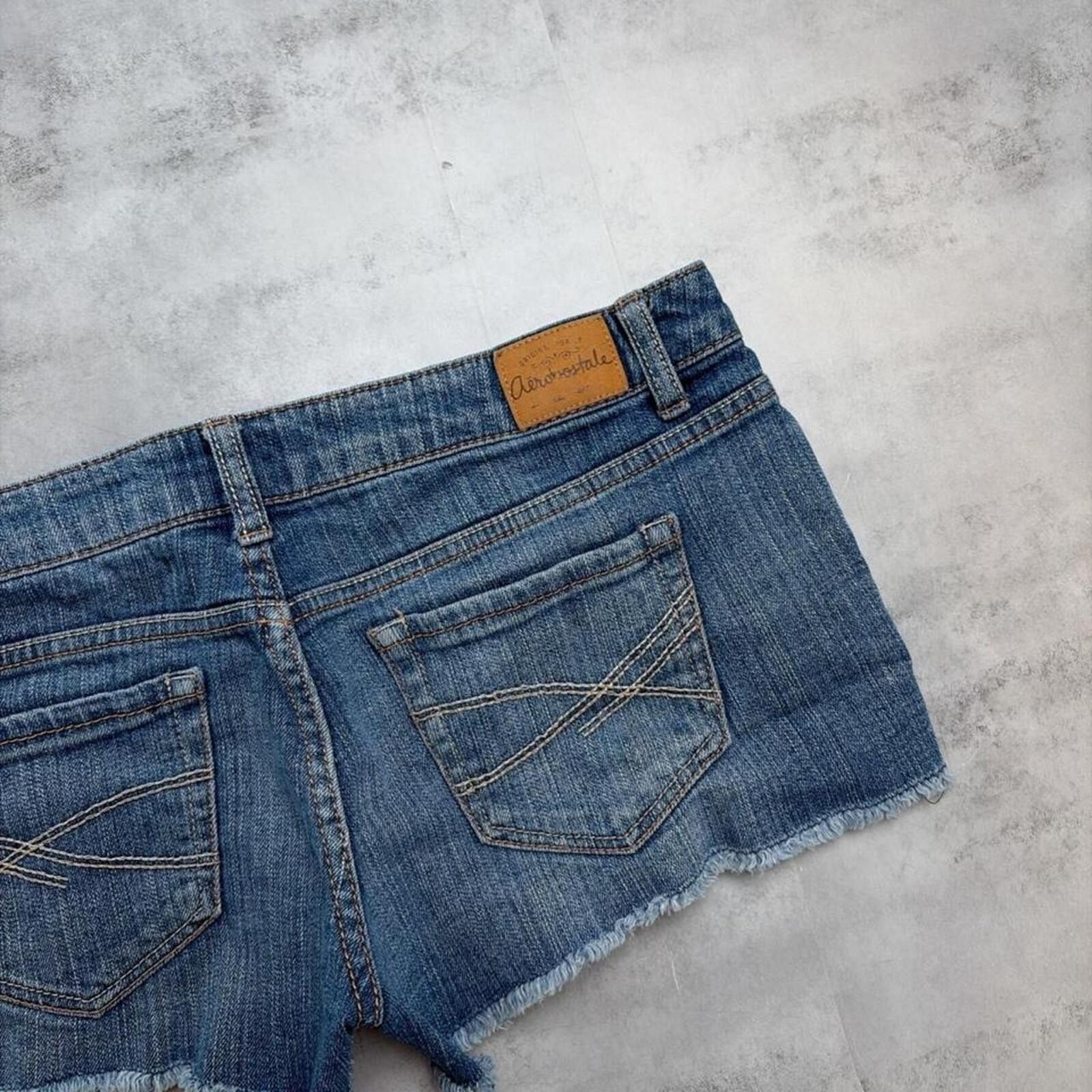 Aeropostale Y2K Blue Aeropostale Grunge Embellished Mini Denim Shorts Size 30" / US 8 / IT 44 - 6 Thumbnail