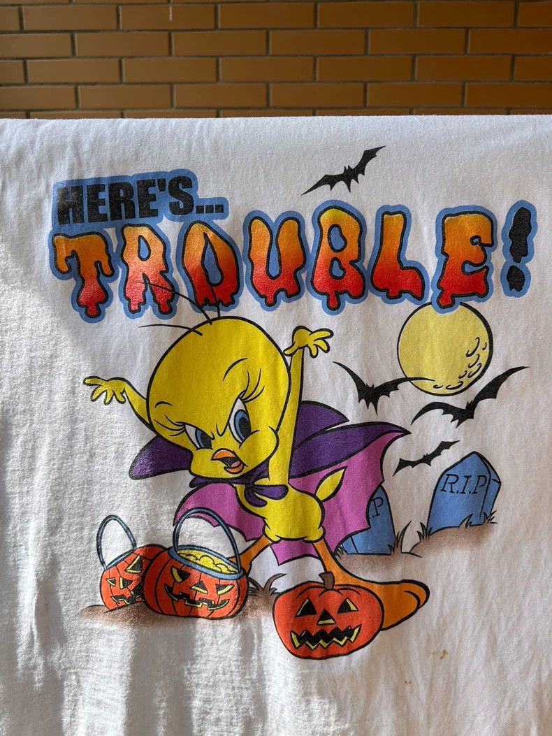 Vintage VintageTee 90s Tweety Here's the Trouble 2505-Nextarrow Size US XL / EU 56 / 4 - 4 Thumbnail