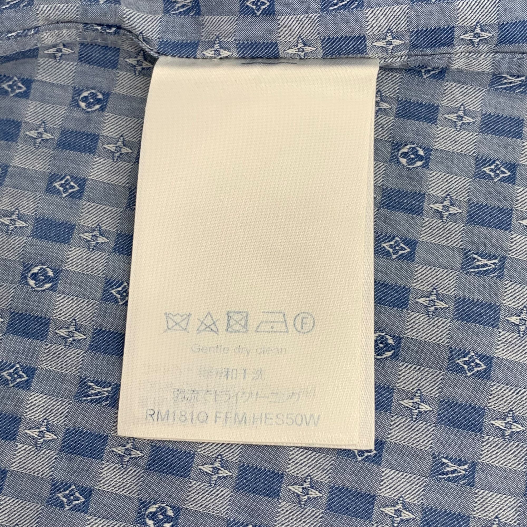 Louis Vuitton Louis Vuitton Slim Fit Blue Logo Long Sleeve Shirt M 100% Co Size M / US 6-8 / IT 42-44 - 4 Thumbnail