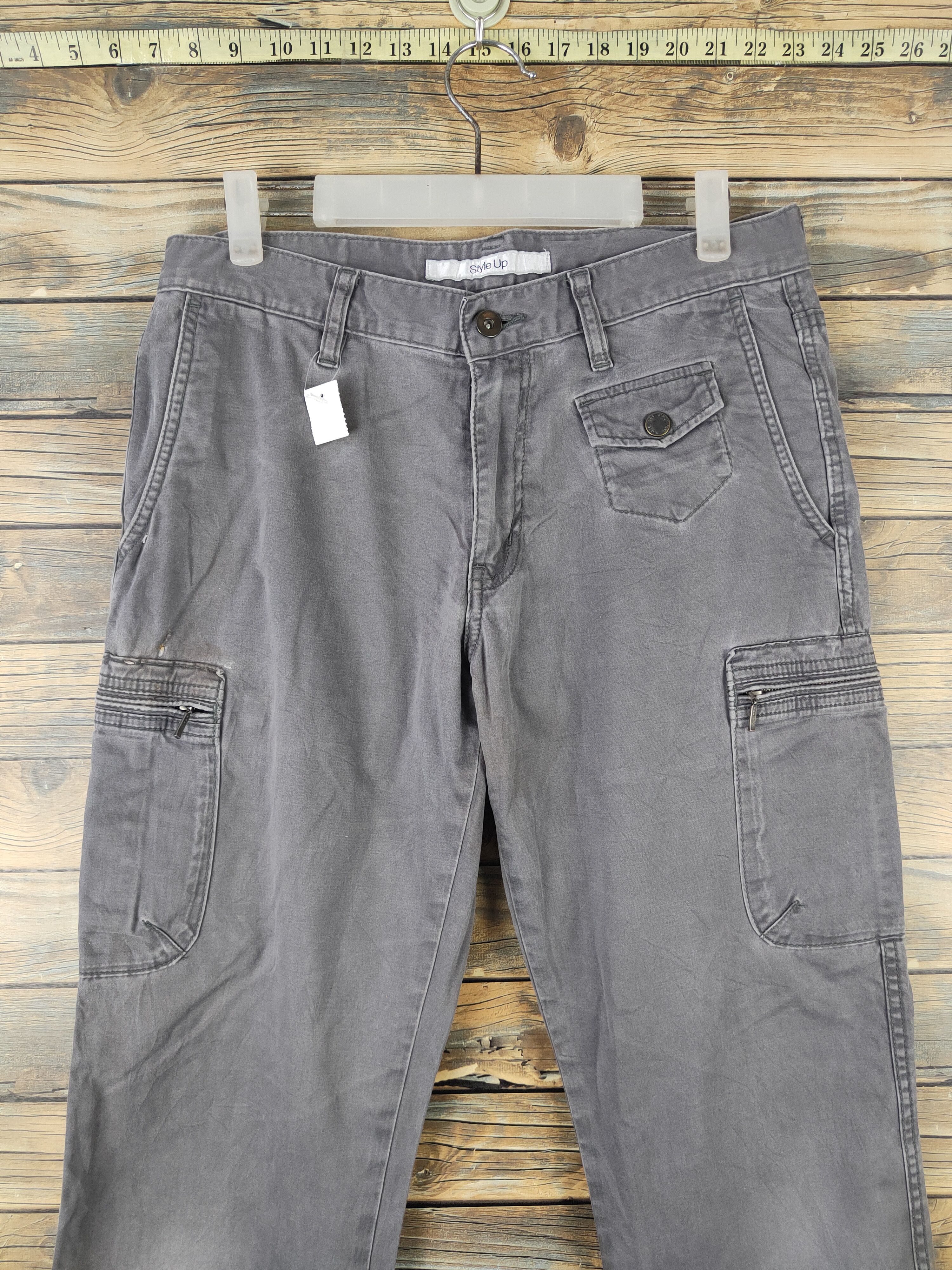 Japanese Brand DL Style Up Gray Multipocket Tactical Cargo Pants #1479 Size US 31 - 2 Thumbnail