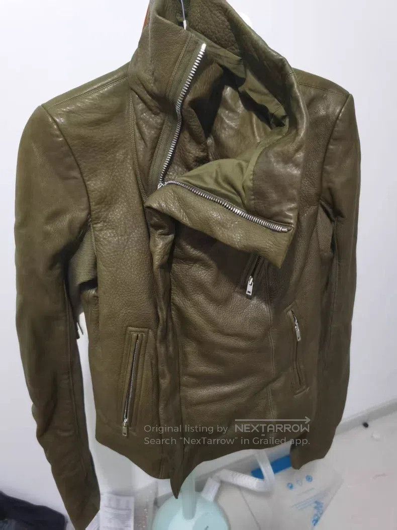 Rick Owens RICK OWENS Military Green Leather Jacket Size S / US 4 / IT 40 - 1 Thumbnail