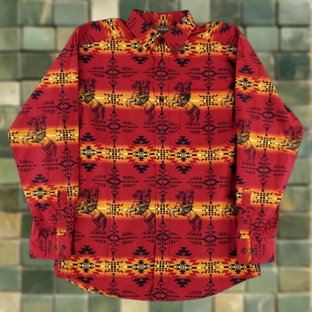 Ariat Ariat Button Down Shirt Aztec Southwest Cowboy Horse Lasso Mens M Multicolor Shirt Mens M Size US M / EU 48-50 / 2 - 1 Thumbnail