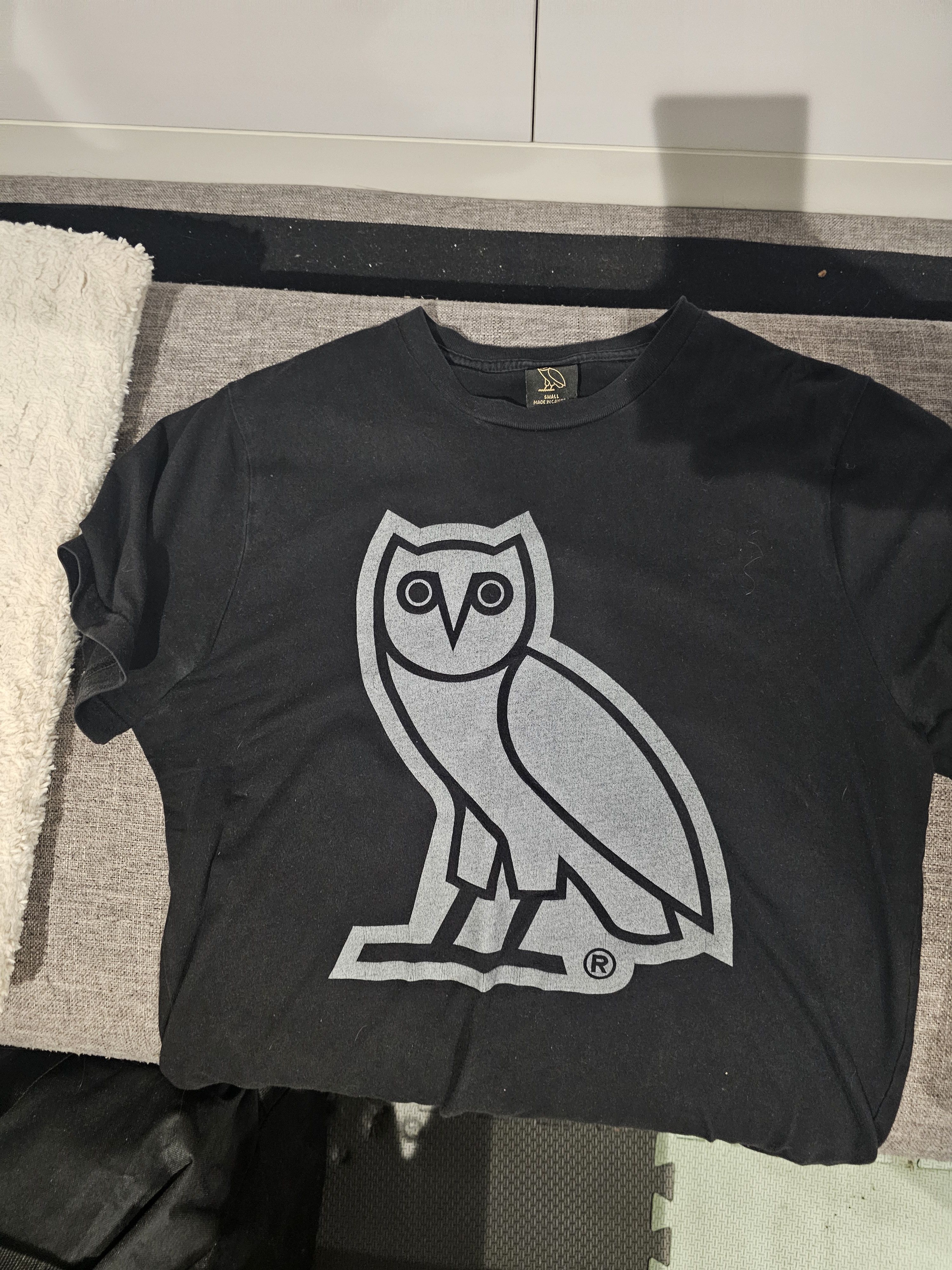 Image of Octobers Very Own Black & Grey Ovo T Shirt, Men's (Size Small)