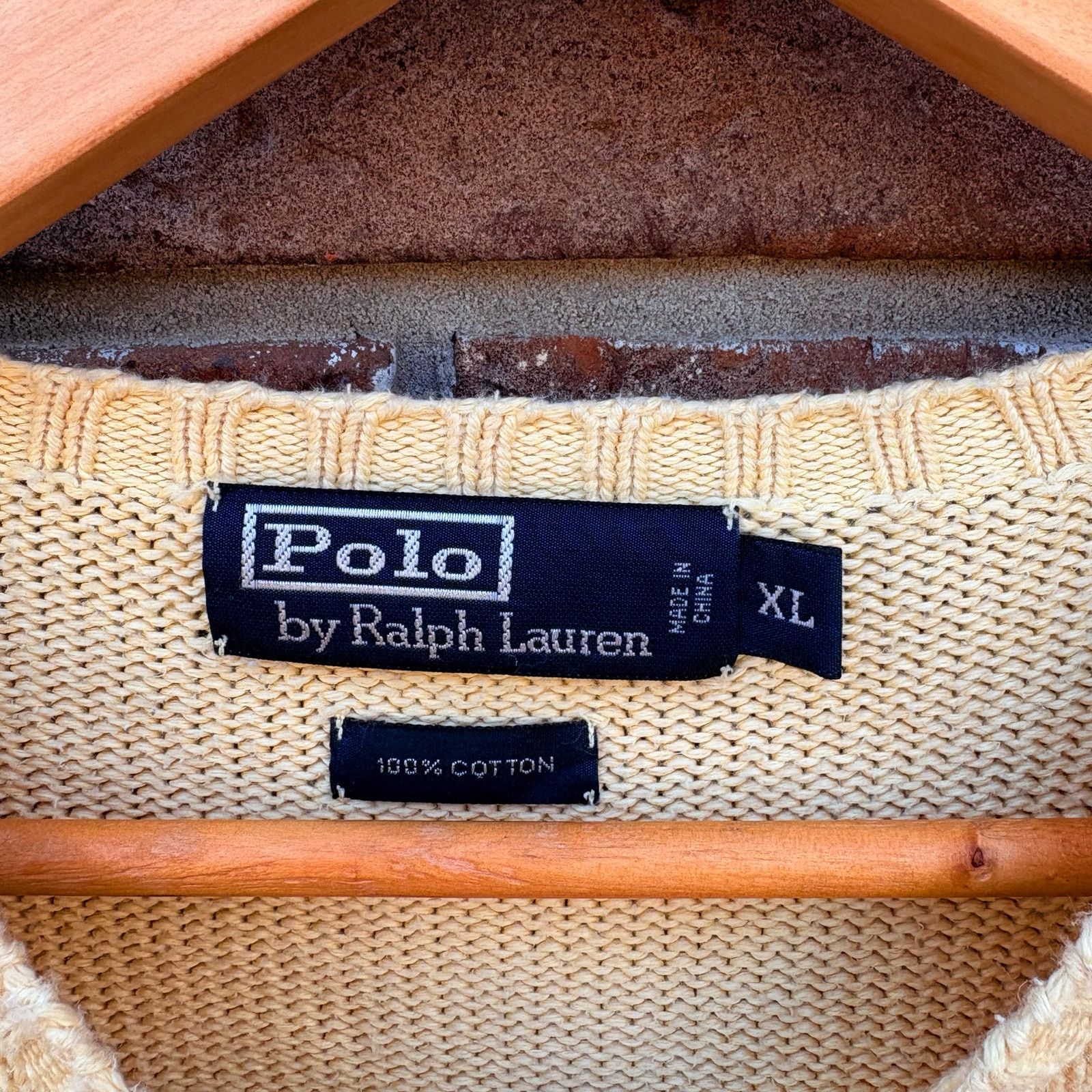 Vintage Vintage Polo Ralph Lauren Yellow Knit Sweater XL Size US XL / EU 56 / 4 - 2 Thumbnail