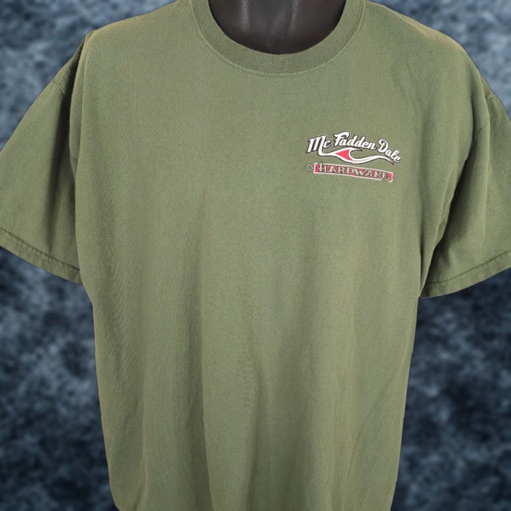 Gildan McFadden Dale Hardware T Shirt Mens Size XL Green Hot Rod Car Size US XL / EU 56 / 4 - 1 Thumbnail