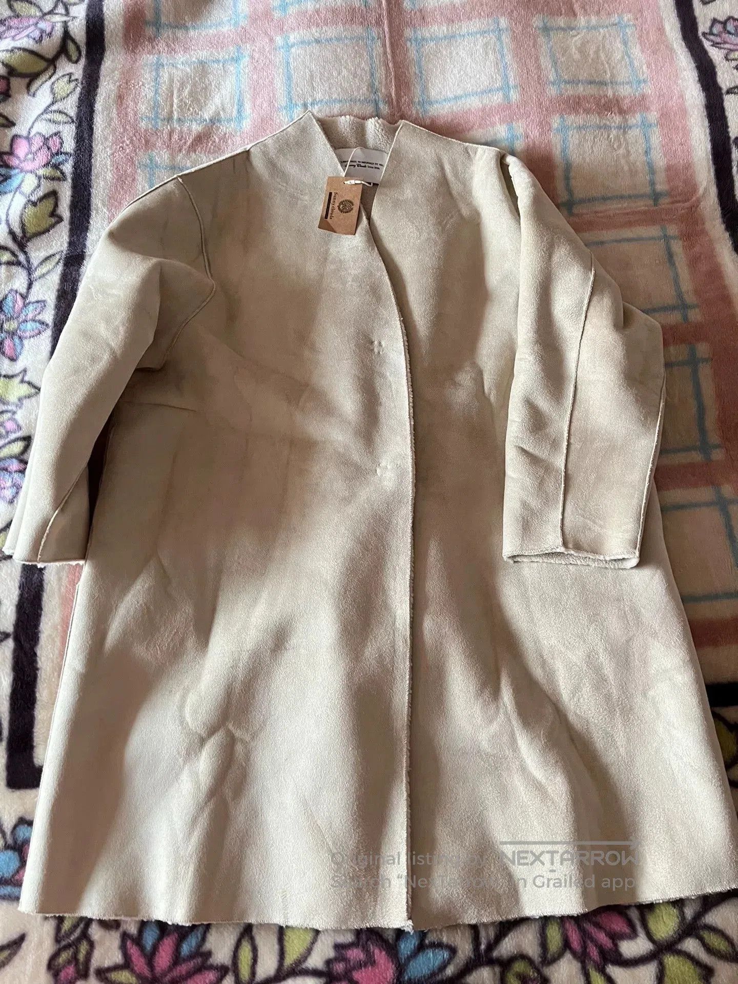 Vintage Sunny Clouds Women's Collarless Faux Sheepskin Coat. Size L / US 10 / IT 46 - 8 Thumbnail