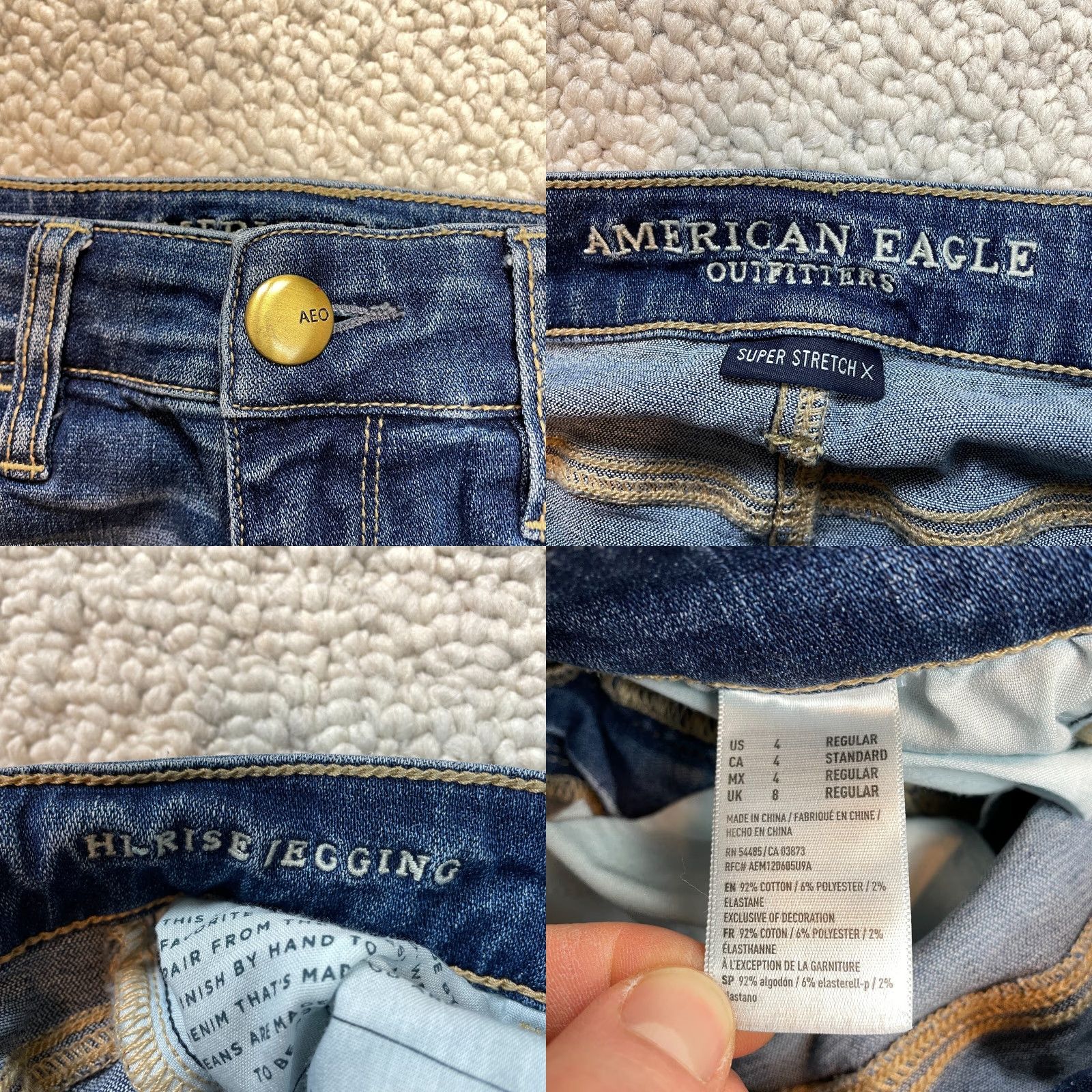 American Eagle Outfitters American Eagle Jeans Womens 4 Super Stretch High Rise Jegging Blue Dark Denim Size 27" / US 4 / IT 40 - 8 Thumbnail