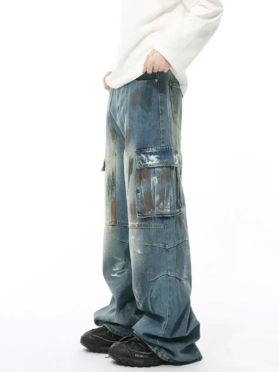 Japanese Brand Retro loose graffiti pocket jeans Size US 32 / EU 48 - 4 Thumbnail