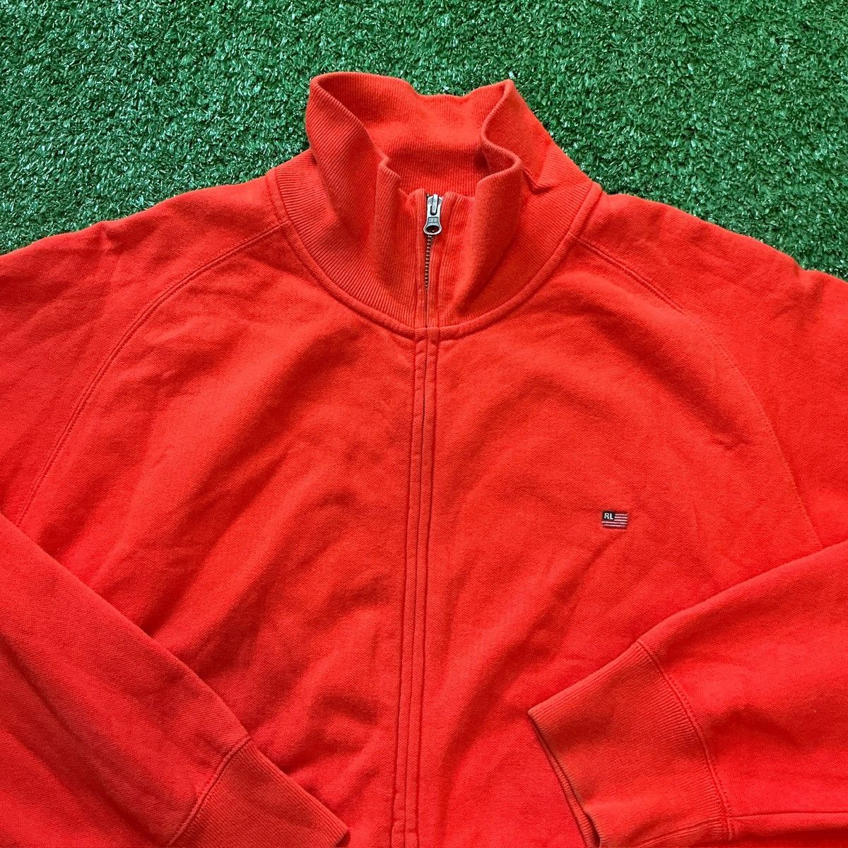 Designer × Polo Ralph Lauren × Vintage Vintage 90s Orange Polo Ralph Lauren Zip Sweater XL Size US XL / EU 56 / 4 - 2 Thumbnail