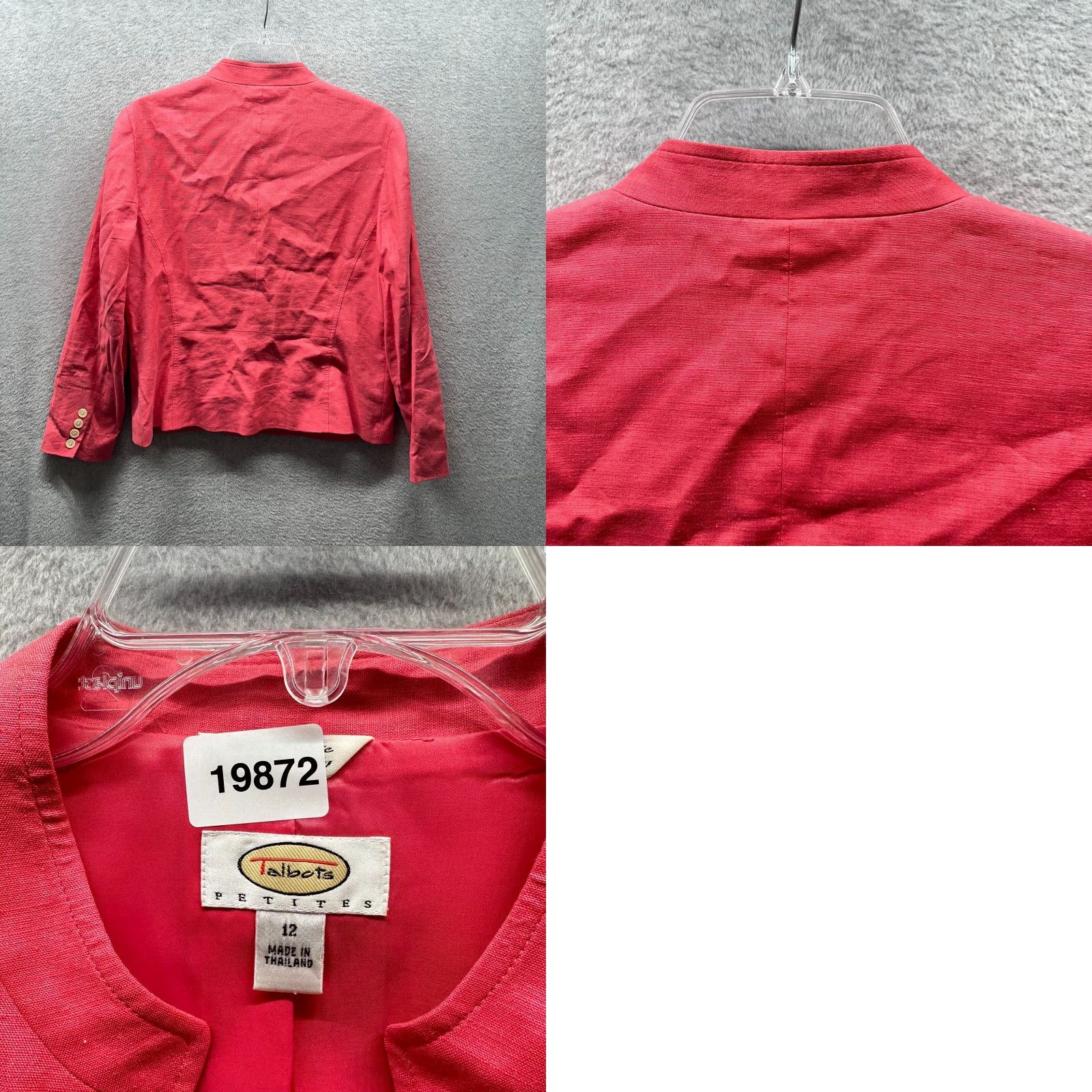 Talbots Talbots Jacket Womens 12P Pink Linen Blazer Coat 80s 90s Petites Button Shoulder Pads Blazer Girls Womens Size XL / US 12-14 / IT 48-50 - 9 Thumbnail