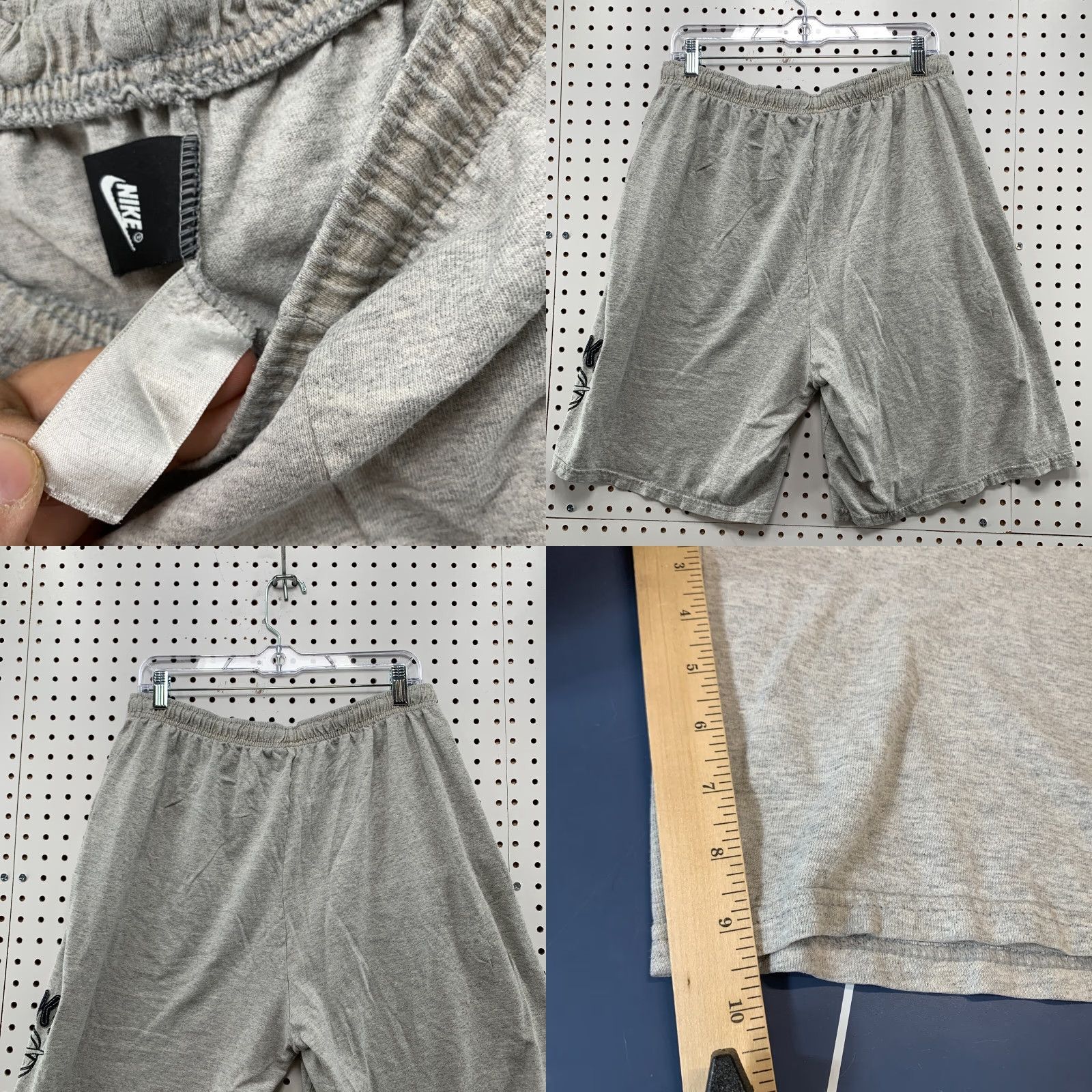Nike VINTAGE Nike Basketball Shorts Men L Gray Embroidered Swoosh 32x9.5 90s Black Tag Athletic Size US 33 - 8 Thumbnail