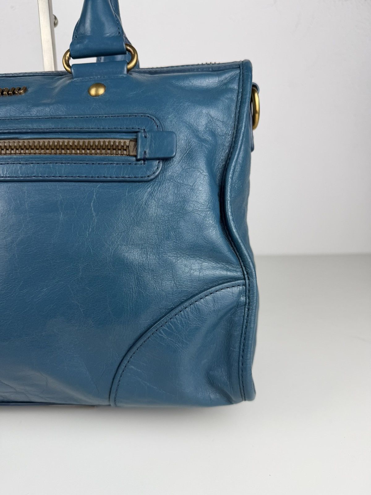 Miu Miu Miu miu vitello lux top zip handbag in turquoise Size ONE SIZE - 9 Thumbnail