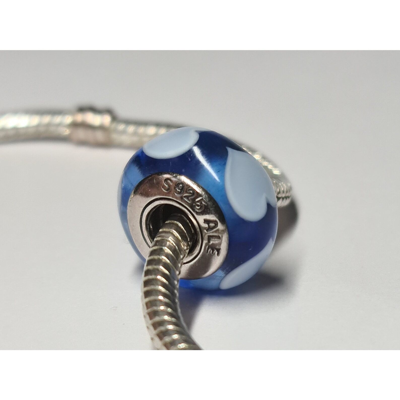 pandora Pandora Sterling Silver Blue Love Hearts Murano Glass Charm Size ONE SIZE - 4 Thumbnail