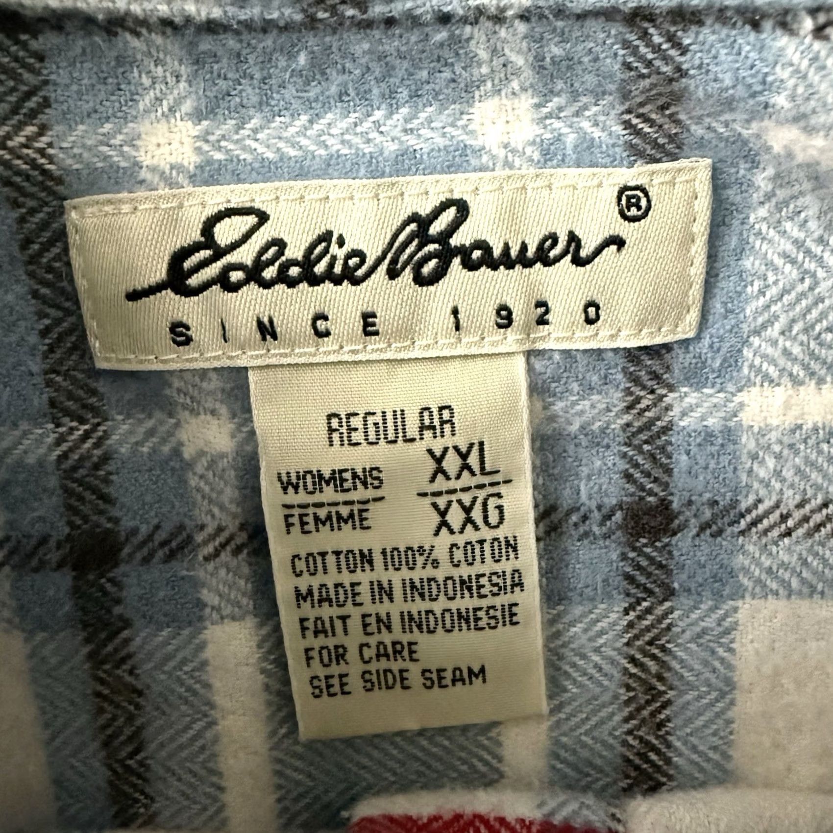 Eddie Bauer VINTAGE Eddie Bauer Button-Up Shirt Womens 2XL Flannel Blue Plaid Long Sleeve Casual Travel Indoor Outdoor Size XXL / US 16-18 / IT 52-54 - 2 Thumbnail