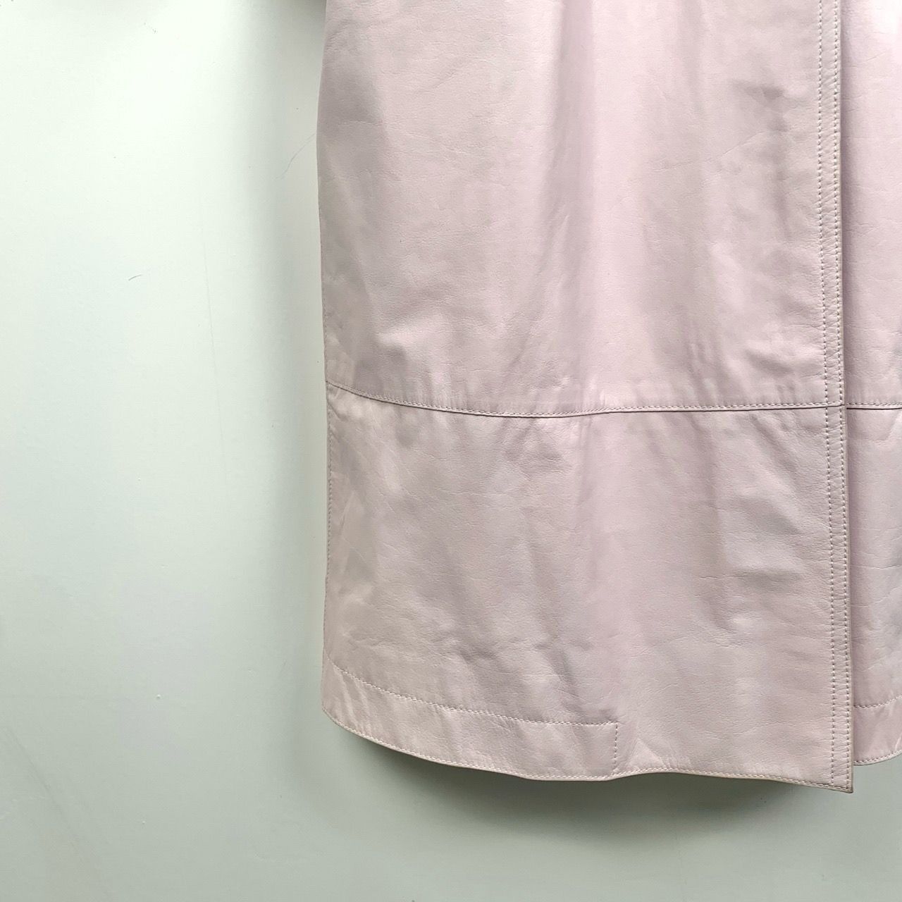 Hermès Paris Light Pink Leather & Silk Womens Long Trench Co