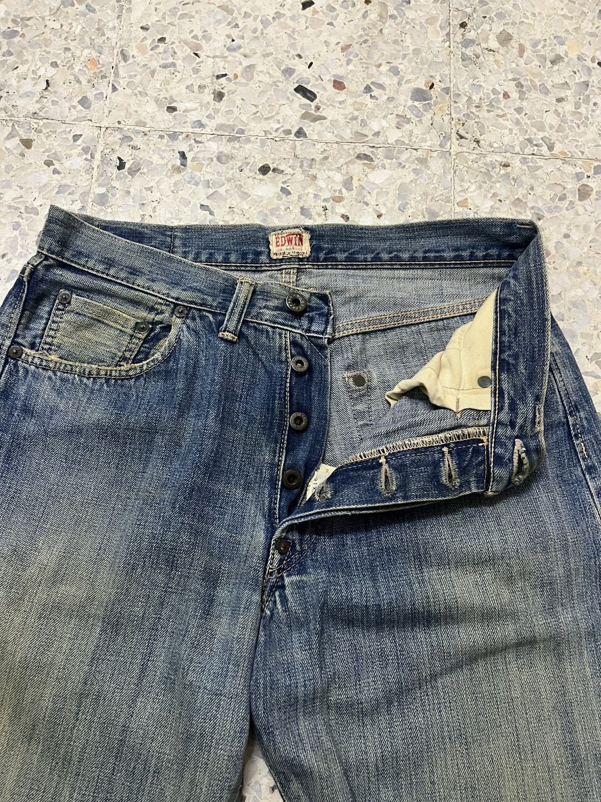 Edwin Vintage rare 80s EDWIN red selvedge rusty distressed Size US 31 - 5 Thumbnail