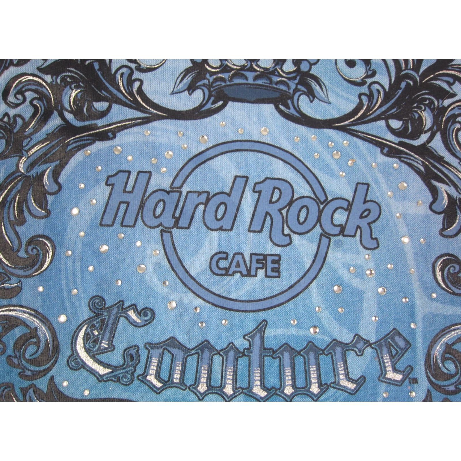 Vintage Hard Rock Couture Shirt Womens XL Blue Embellished Rhinestone Studded 90s City Casual Short Sleeve Crew Neck Blouse Vintage No? Size XL / US 12-14 / IT 48-50 - 3 Thumbnail
