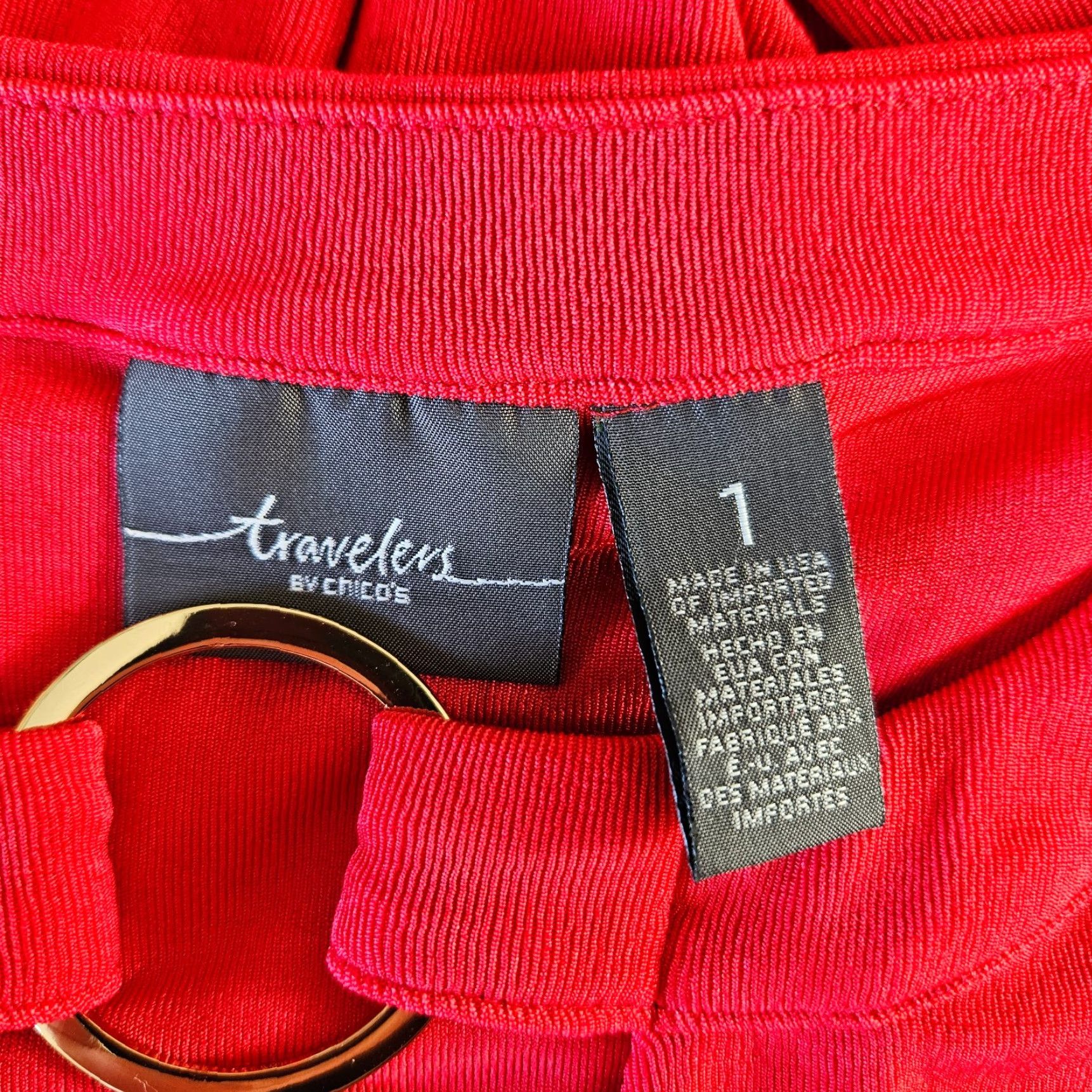 Vintage Chico's Travelers Womens Dress Sz M Solid Red Short Sleeve Slinky Knee Length Shift Vintage No Size 32" / US 10 / IT 46 - 5 Thumbnail