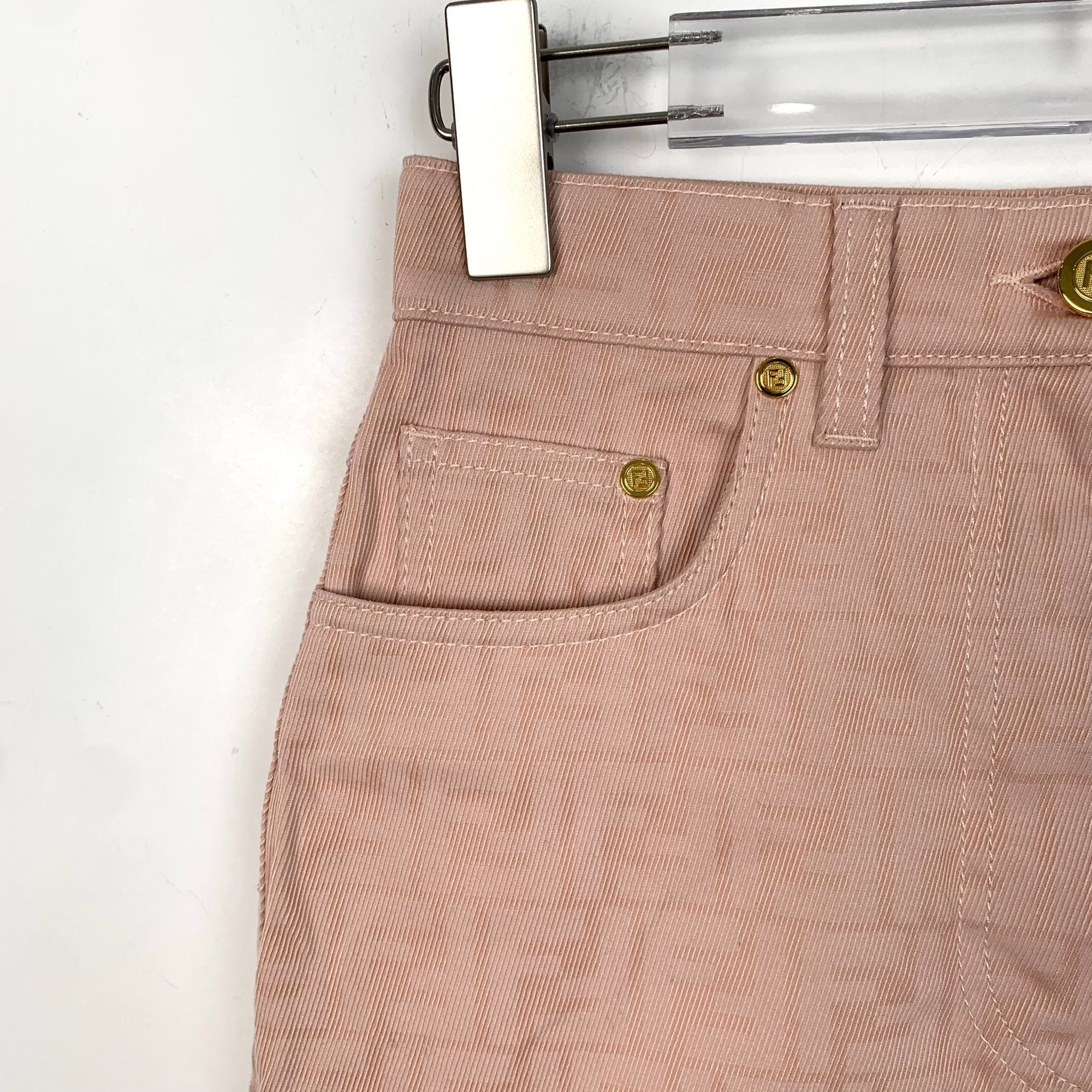 Fendi Fendi Pink Logo Print Cotton Denim Casual Skirt (Size S) Size 38" / US 16 / IT 52 - 6 Thumbnail