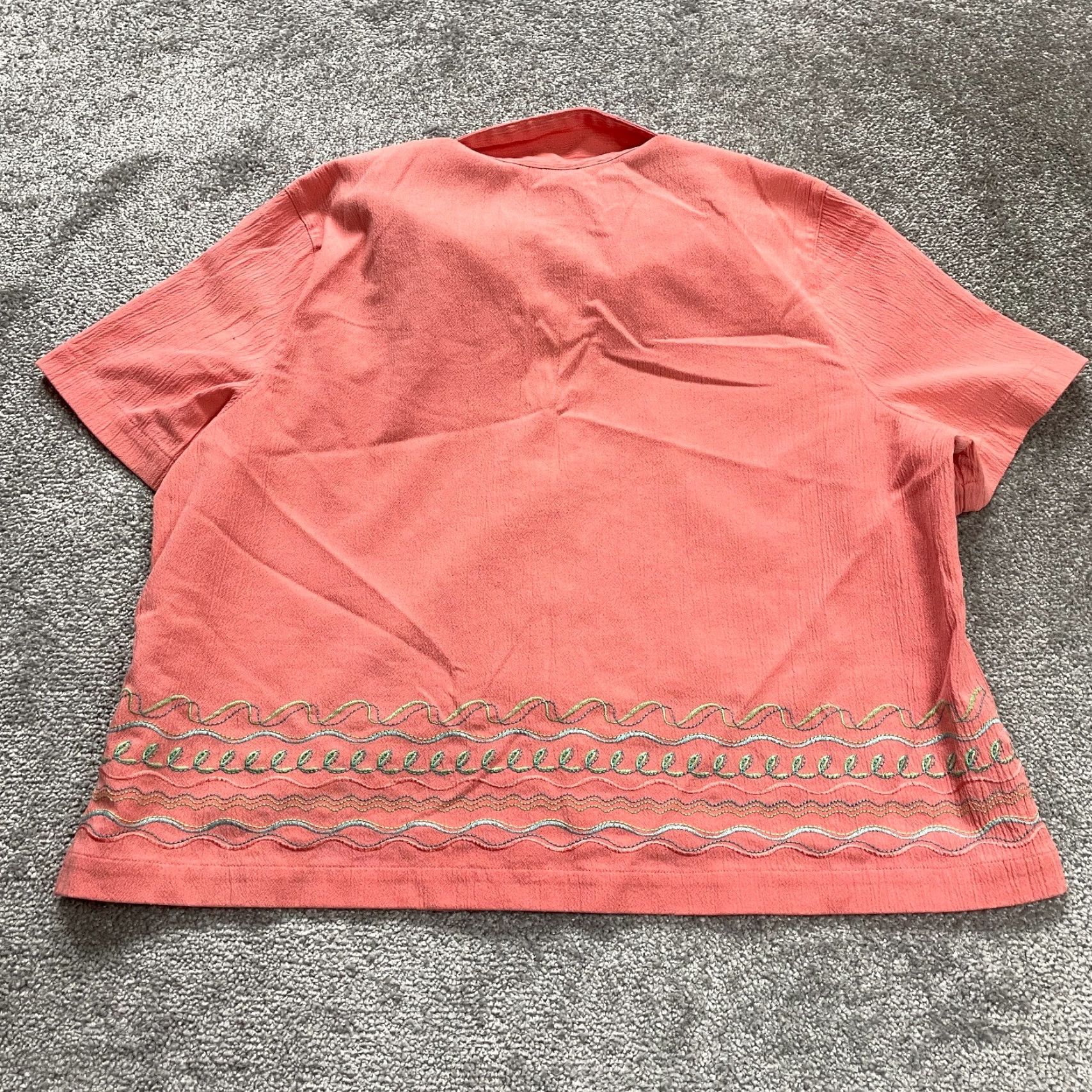 Vintage Napa Valley Shirt Womens XL Orange Short Sleeve Embroidered Button Down Casual Size XL / US 12-14 / IT 48-50 - 3 Thumbnail