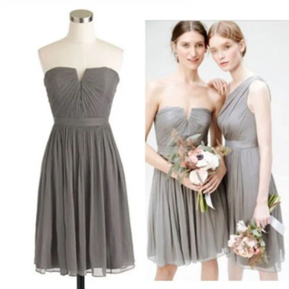 NWT New J. Crew Nadia Silk Chiffon Bridesmaid Prom Dress Gr