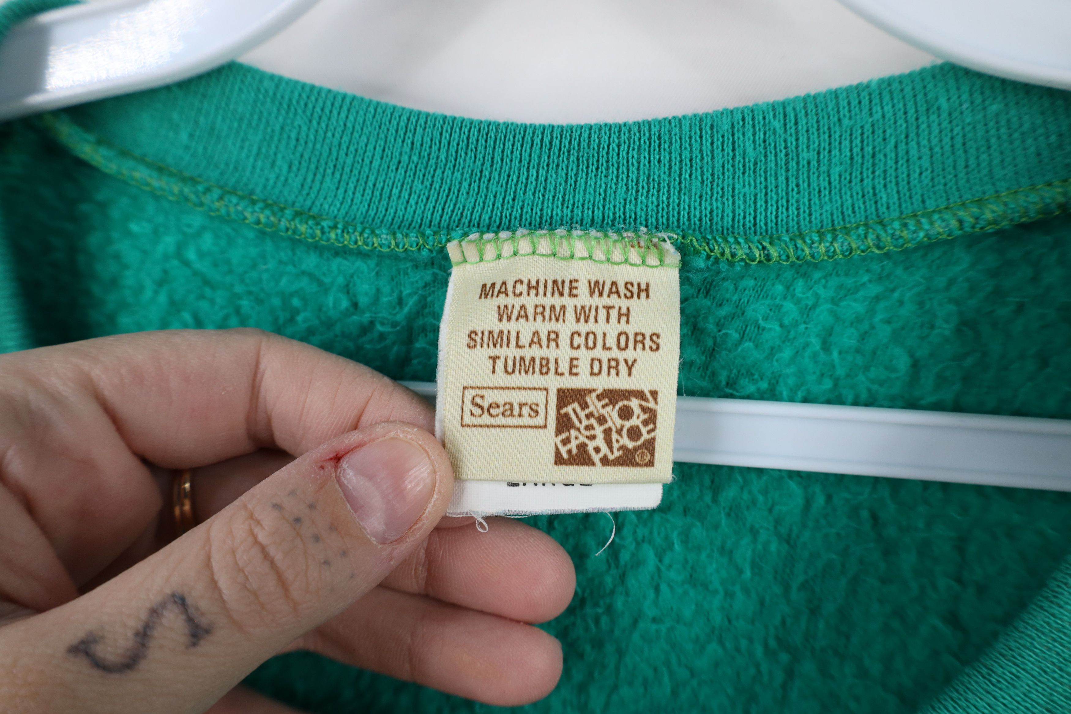 Vintage Vintage 70s Streetwear Cloth Crewneck Sweatshirt Green USA Size L / US 10 / IT 46 - 9 Thumbnail