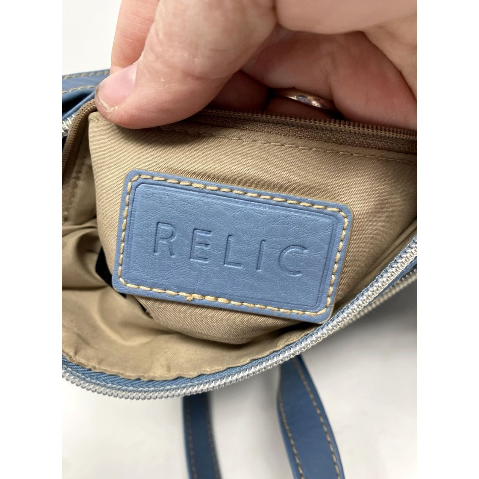 Fossil VINTAGE Relic Y2K Crossbody Handbag Blue Faux Leather Zip Compartments Women Small Crossbody Adjustable Strap"}} Size ONE SIZE - 6 Thumbnail