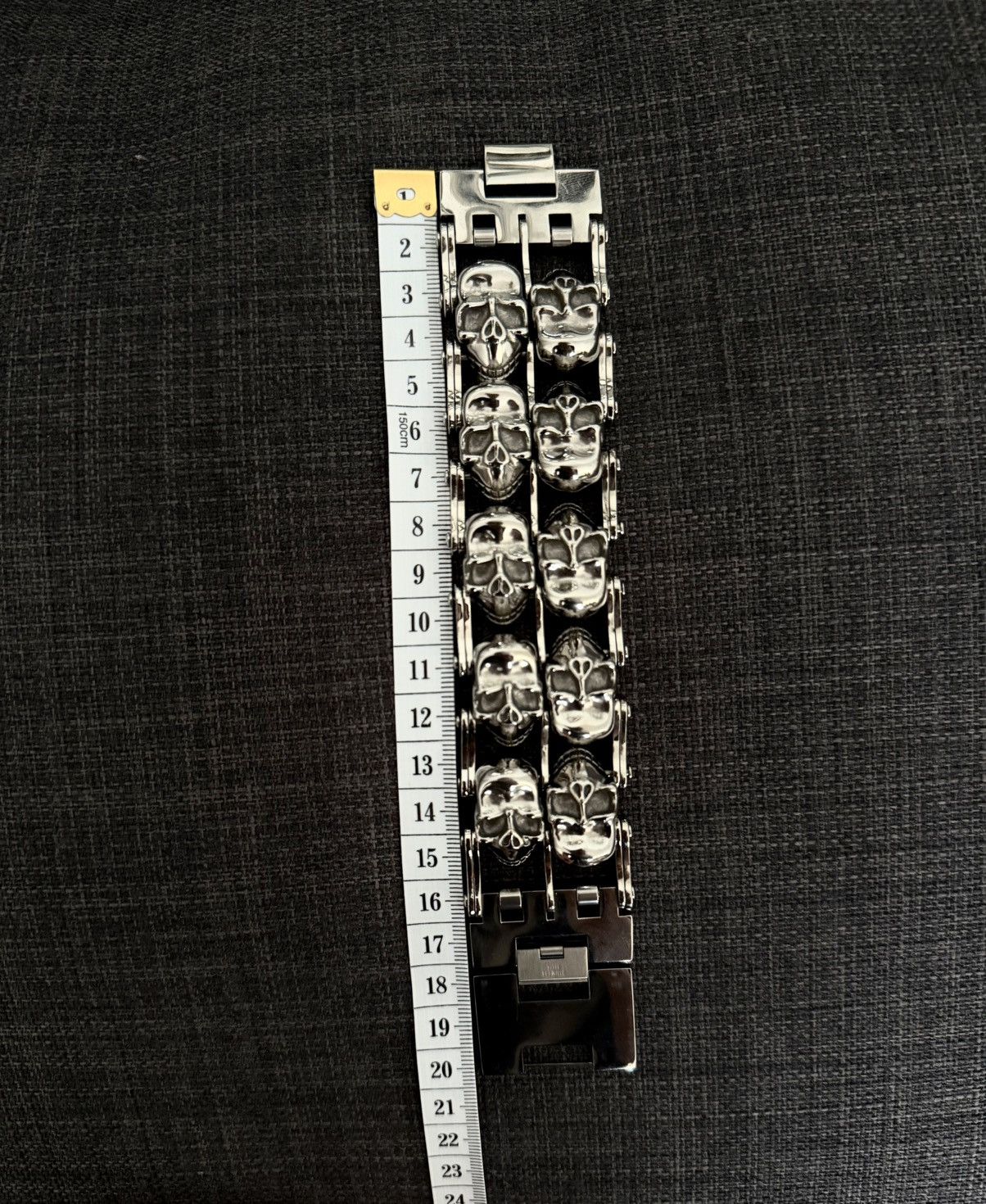 Other Double Skull Stainless Steel Bracelet 20cm Size ONE SIZE - 2 Thumbnail