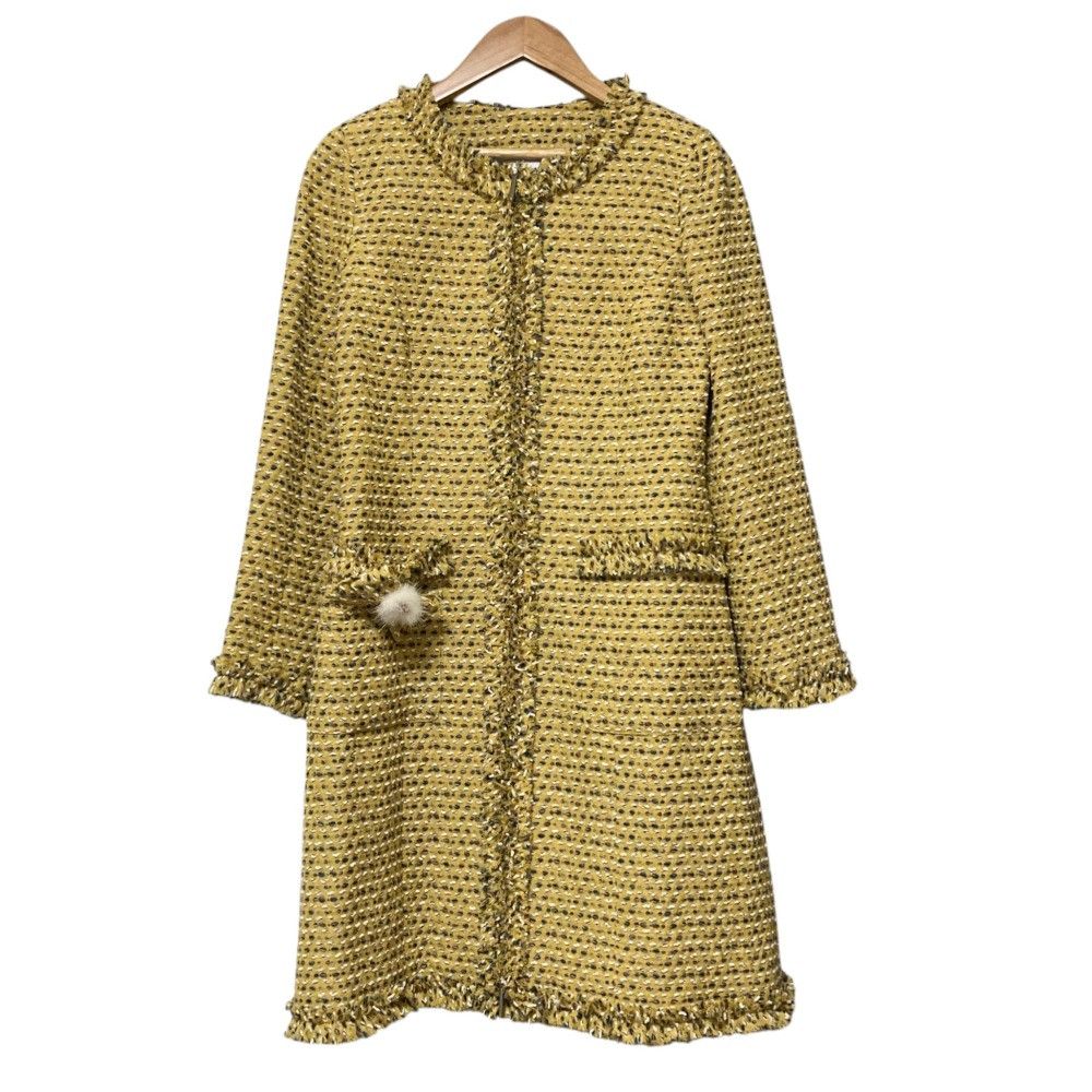 Other Other Rene No Collar Tweed Coat Textile Outerwear 6943240 DUTY FREE for USA Size ONE SIZE - 1 Thumbnail