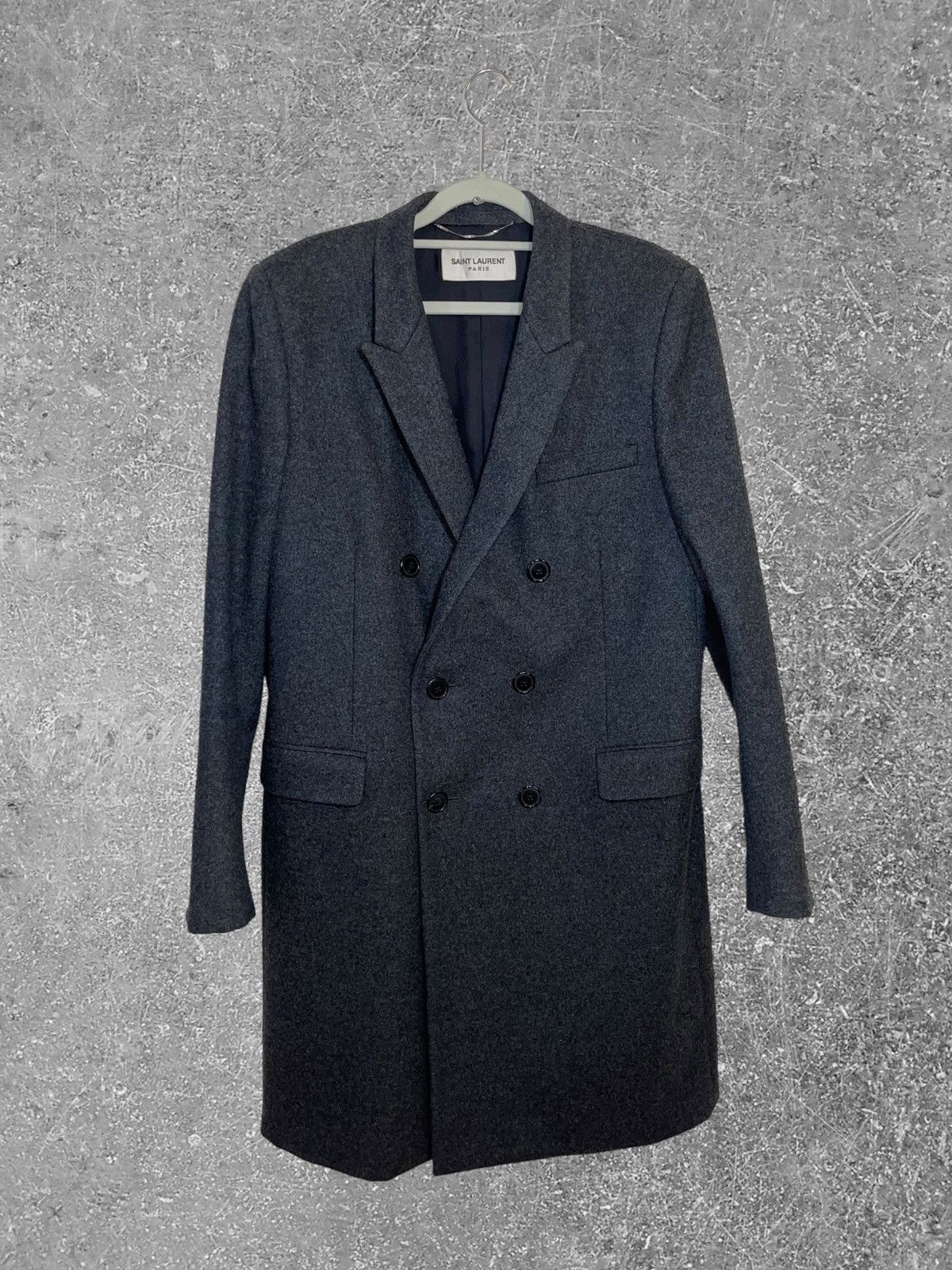 image of Saint Laurent Paris Saint Laurent Aw2013 Double Breested Coat in Grey, Men's (Size Medium)